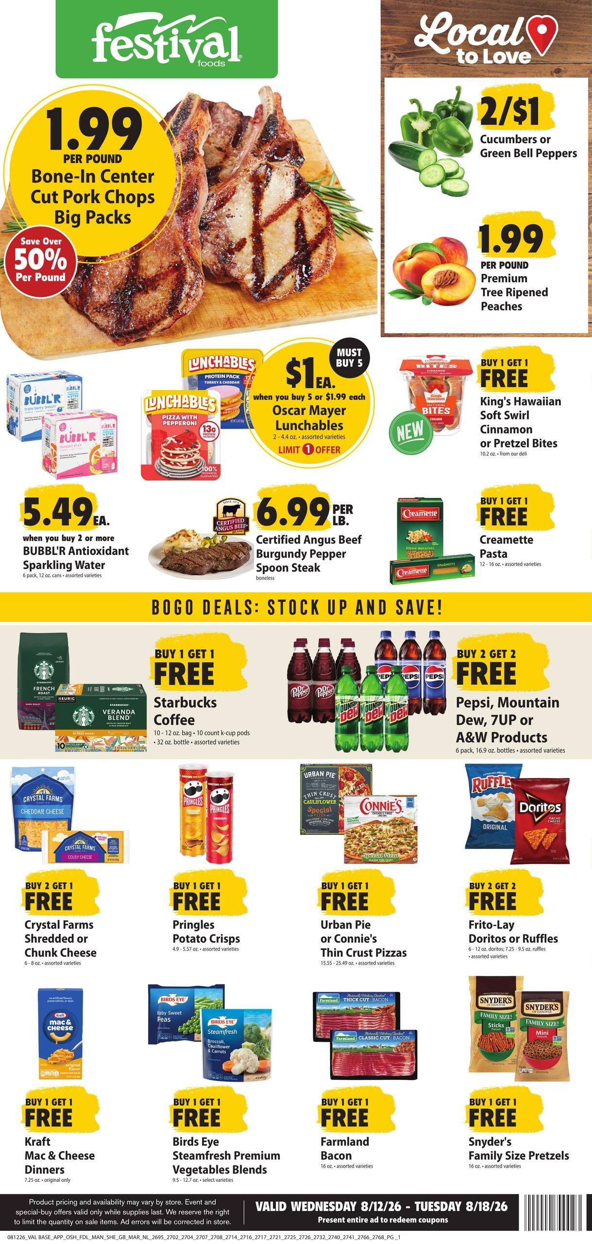 Festival Foods (Green Bay Area, WI) Weekly Ad (organic) Weekly Ad August 12 - 18, 2026
