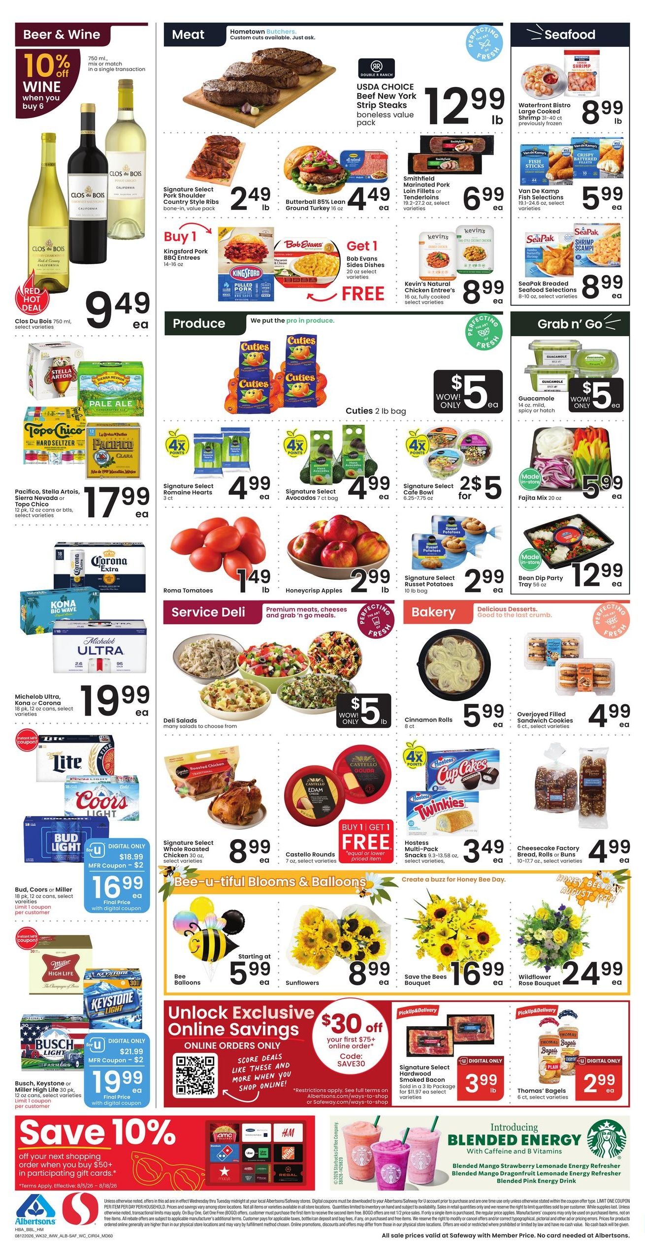 Albertsons (Basin Area, MT) Bonus Online Savings Weekly Ad August 12 - 18, 2026