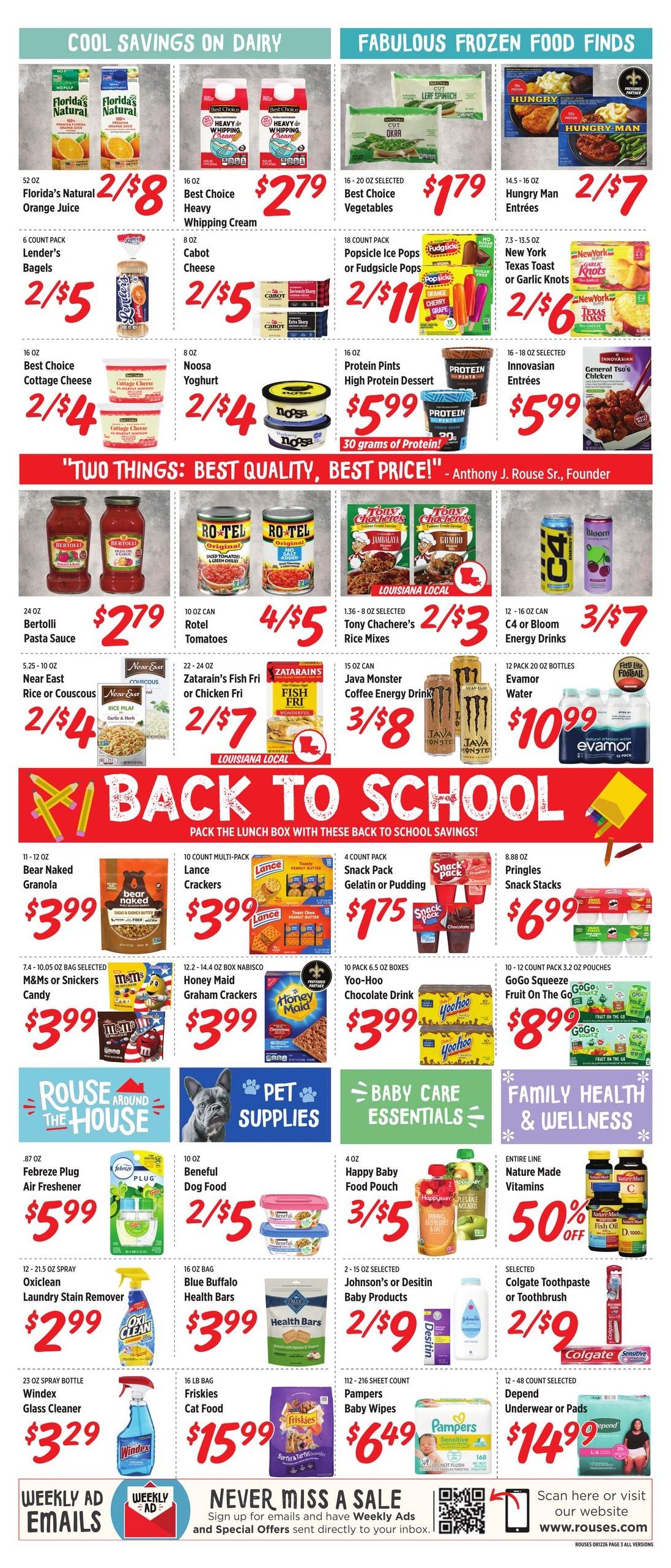 Rouses Supermarkets (Pensacola–Mobile Area, AL–FL) Weekly Ad August 12 - 19, 2026