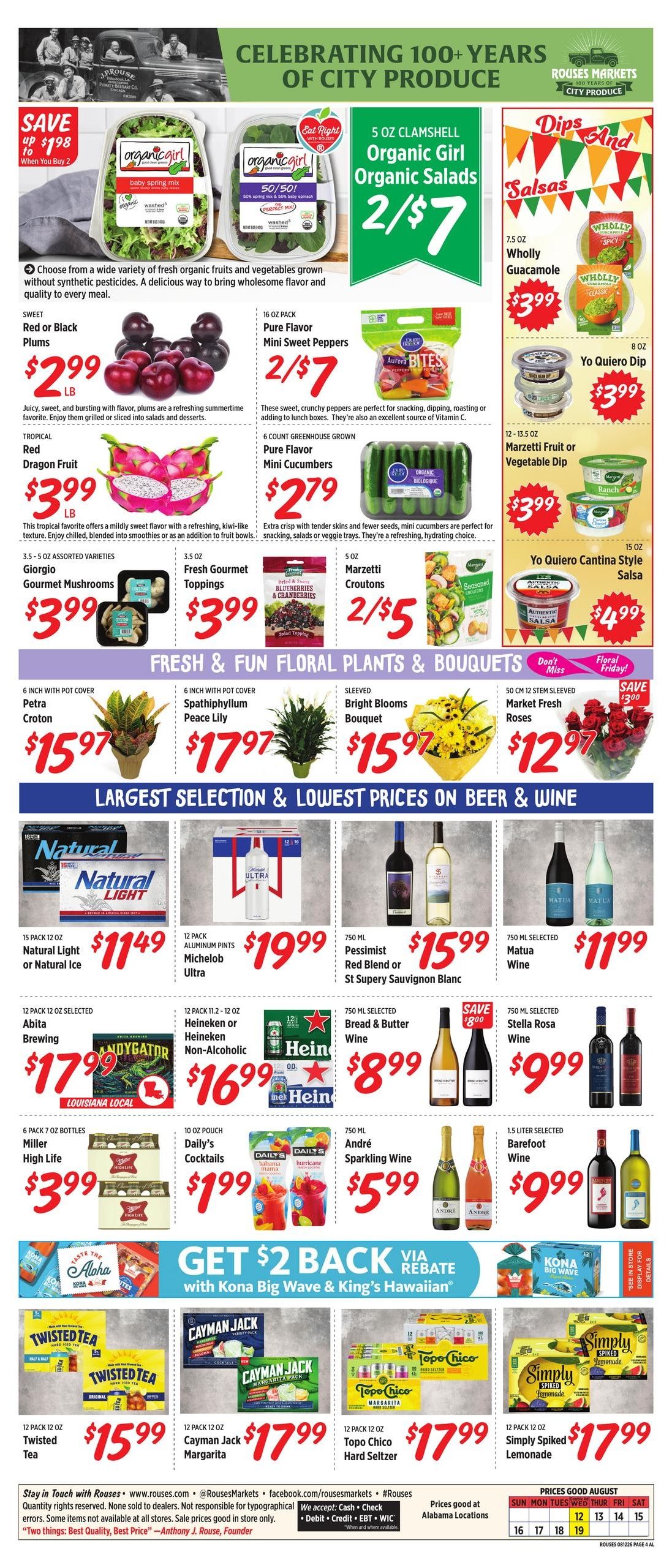 Rouses Supermarkets (Pensacola–Mobile Area, AL–FL) Weekly Ad August 12 - 19, 2026