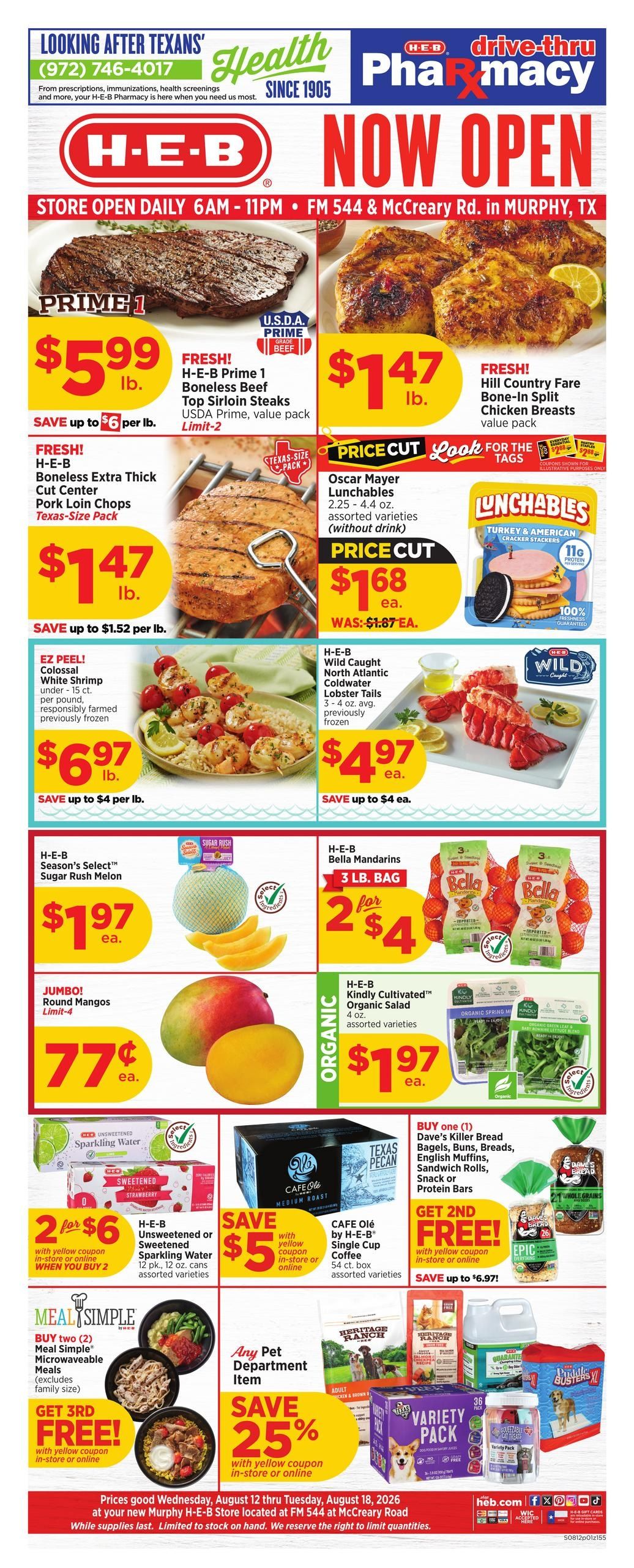 H-E-B (Garland Area, TX) Weekly Ad August 12 - 18, 2026