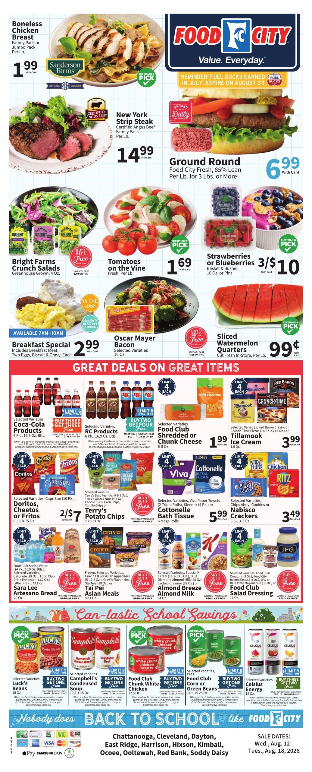 FoodCity (Chattanooga Area, TN) Weekly Ad August 12 - 18, 2026