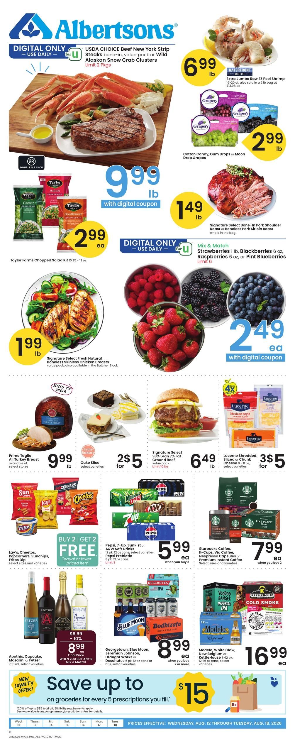 Albertsons (Billings Area, MT) Bonus Online Savings Weekly Ad August 12 - 18, 2026