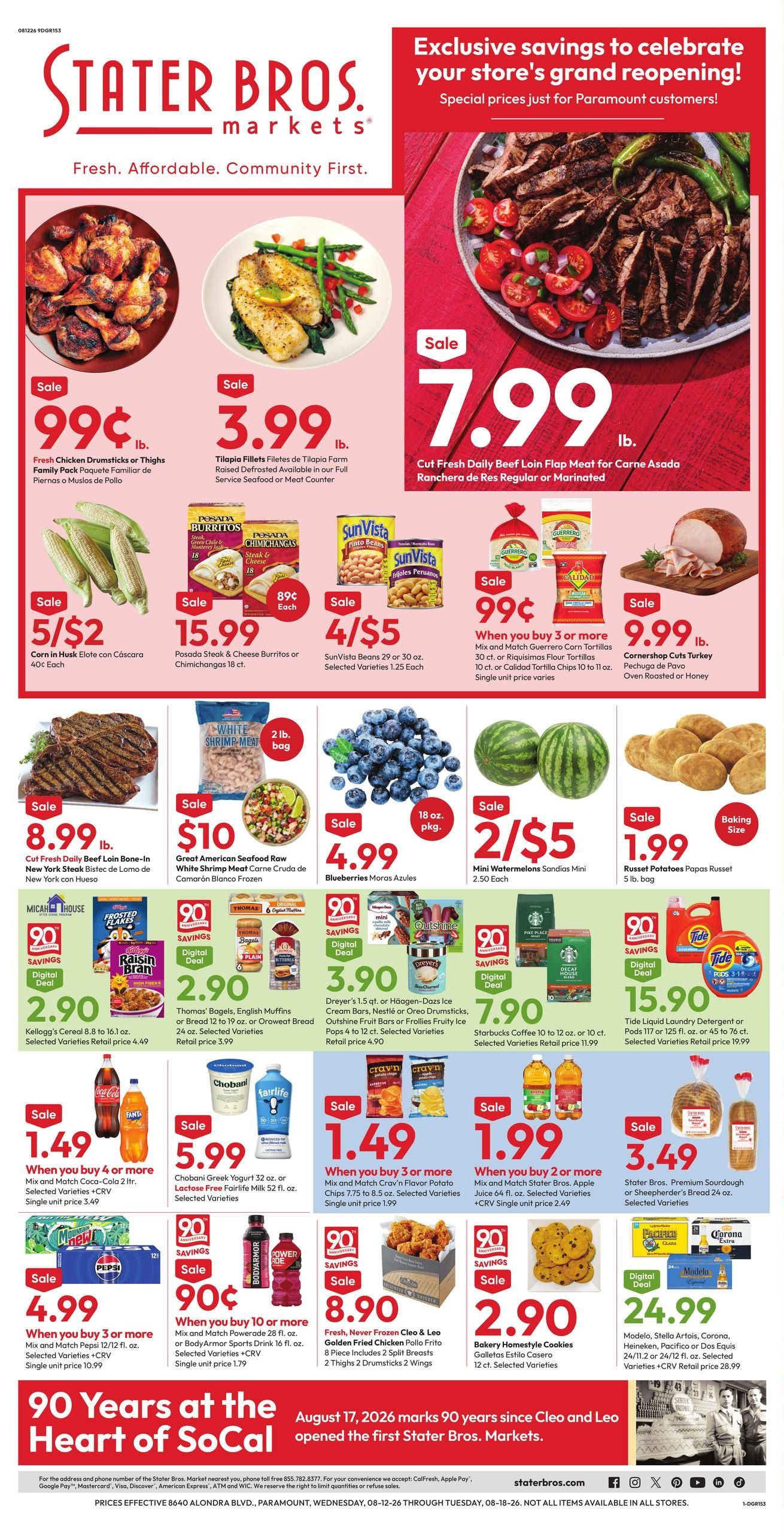 Stater Bros. Markets (Torrance–Inglewood Area, CA) Weekly Ad August 12 - 18, 2026