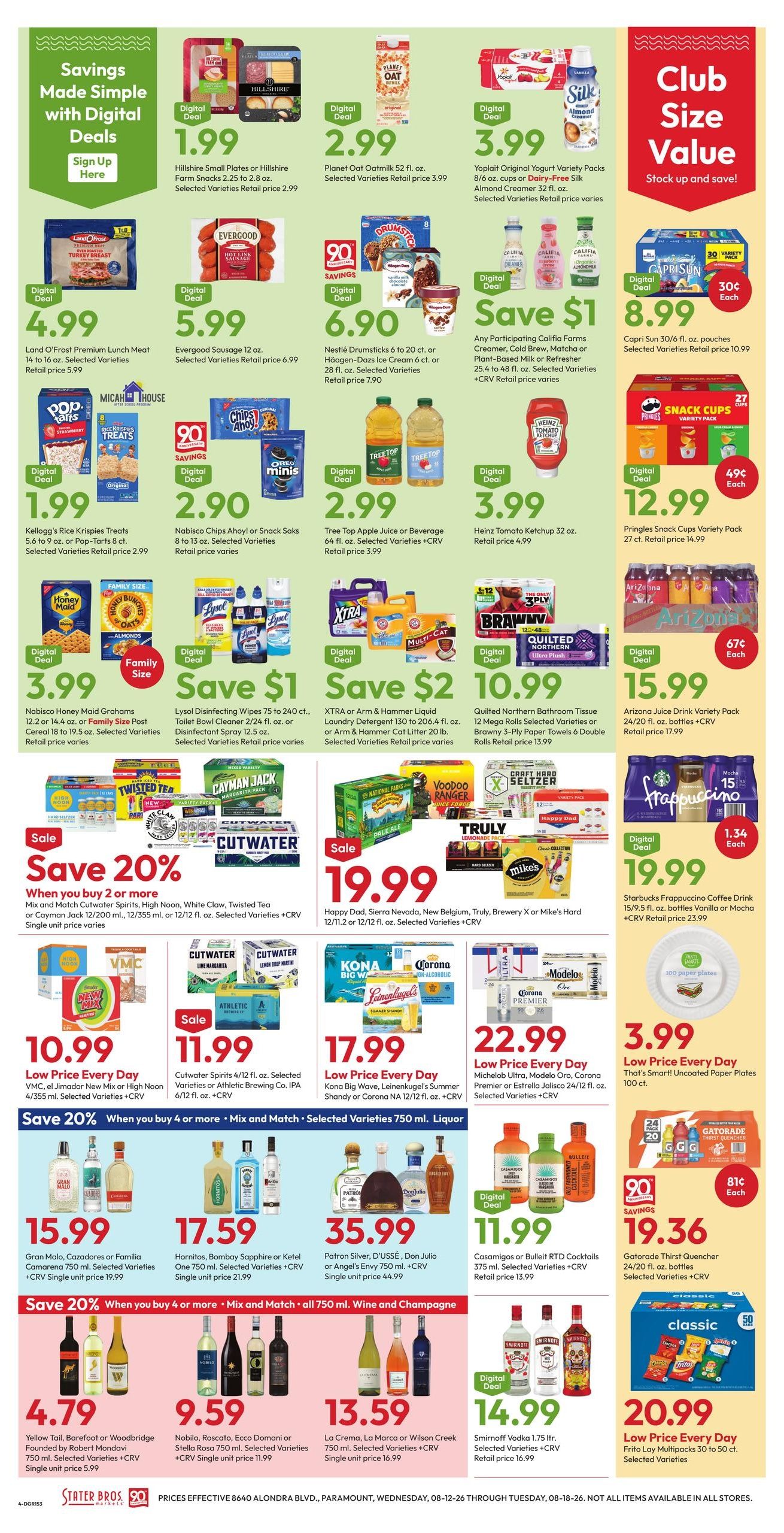 Stater Bros. Markets (Torrance–Inglewood Area, CA) Weekly Ad August 12 - 18, 2026