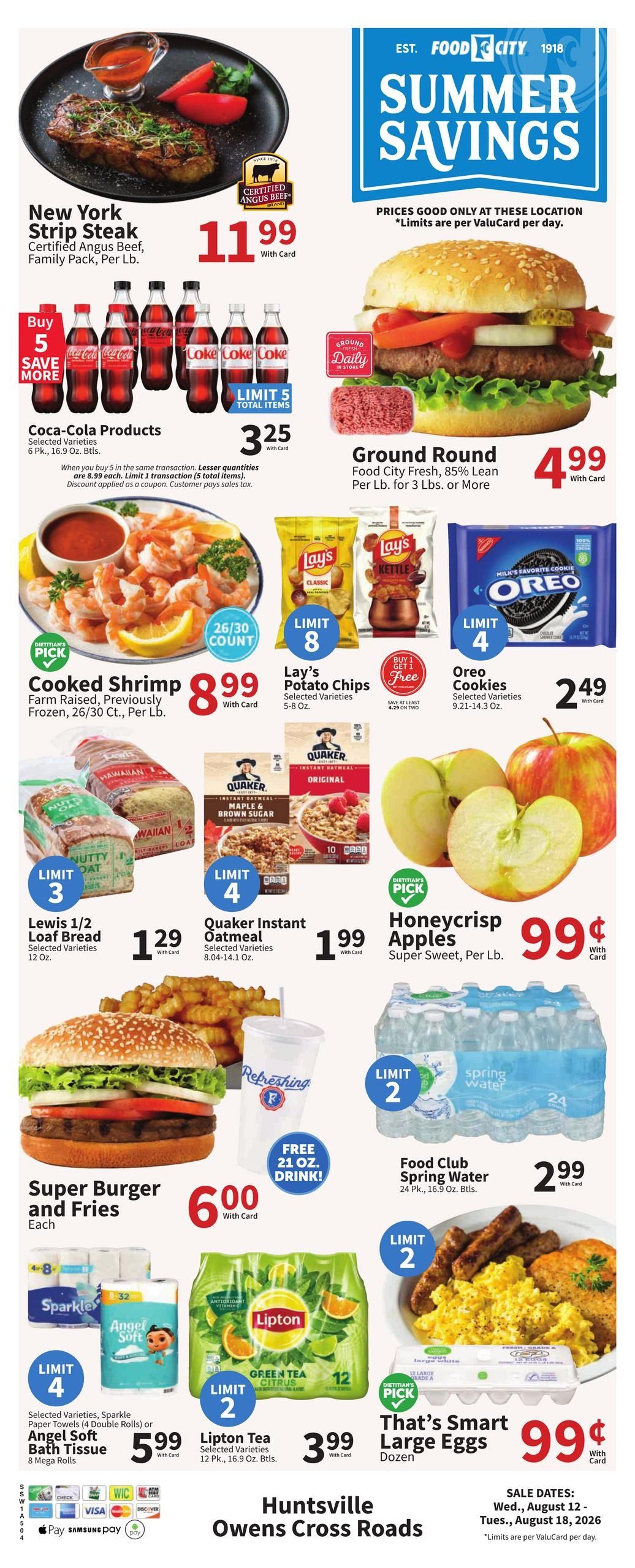 FoodCity (Huntsville Area, AL) Weekly Ad August 12 - 18, 2026