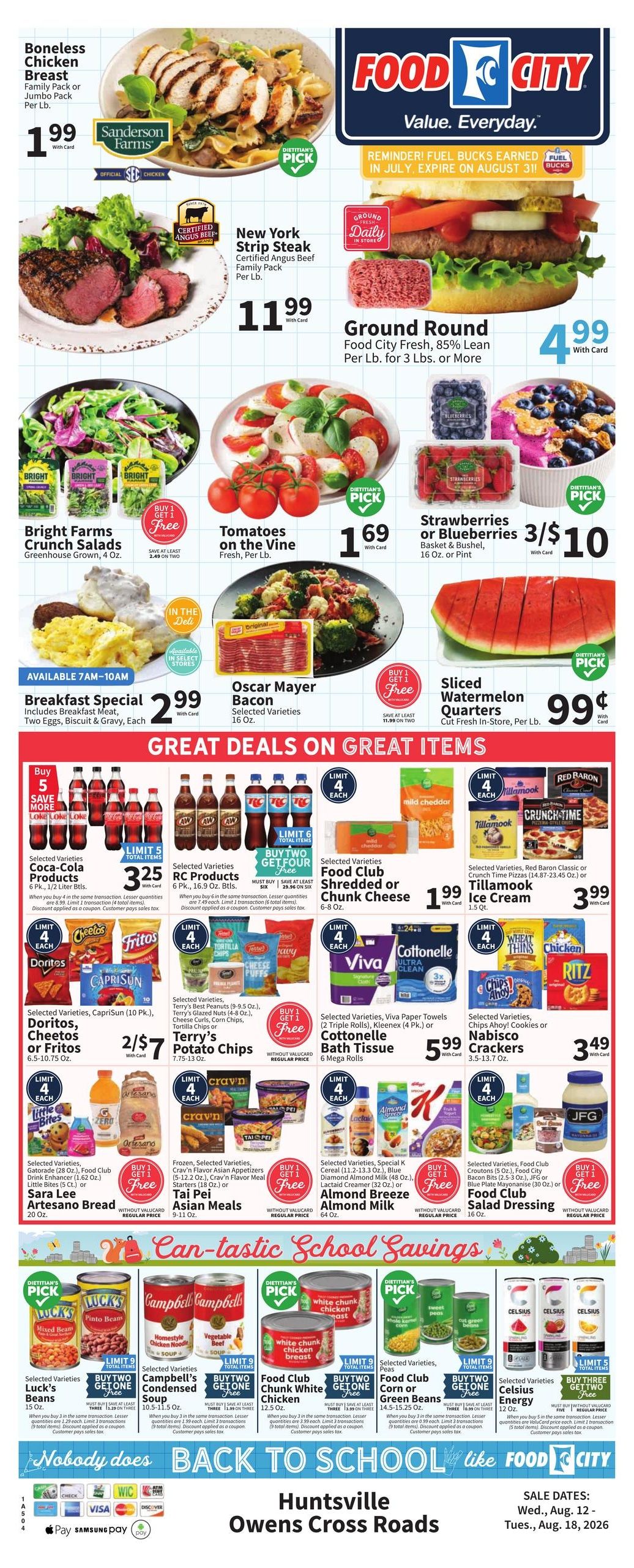 FoodCity (Huntsville Area, AL) Weekly Ad August 12 - 18, 2026