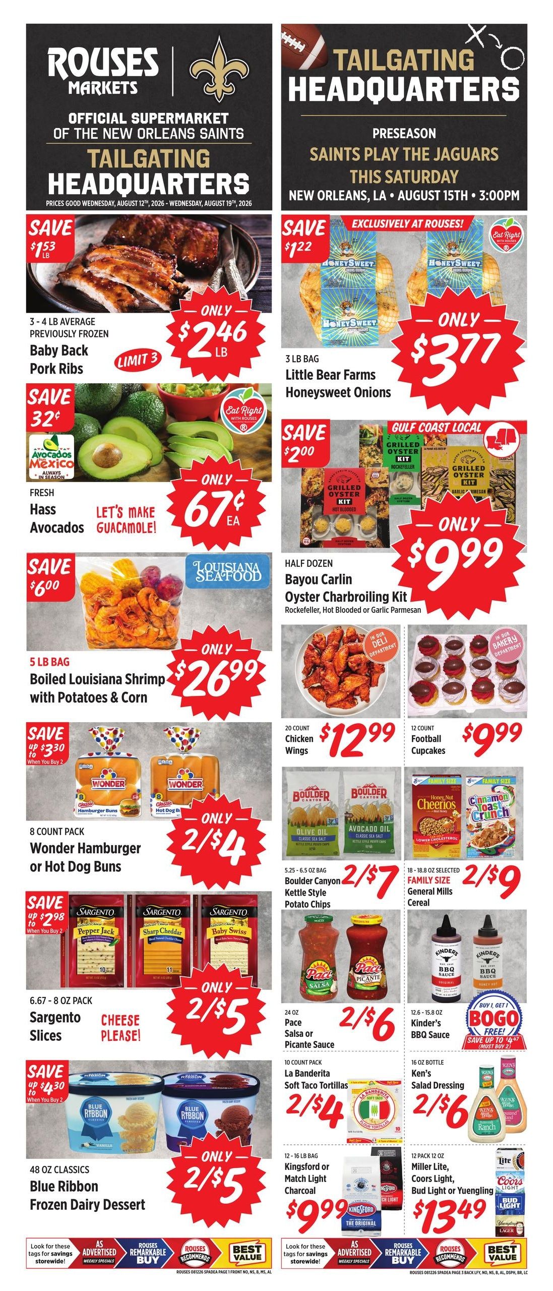 Rouses Supermarkets (Houma Area, LA) Weekly Ad August 12 - 19, 2026