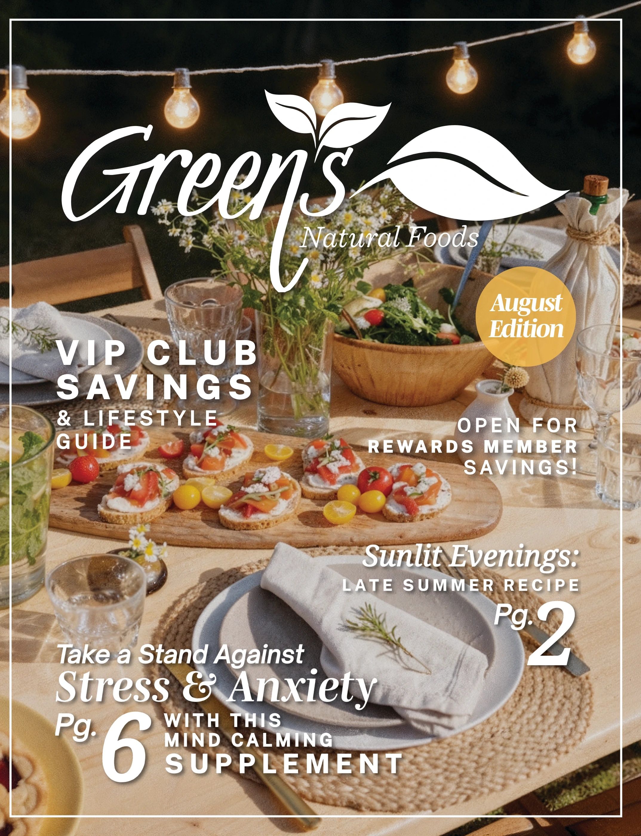 Green's Natural Foods August Sales Newsletter Weekly Ad August 1 - 31, 2026