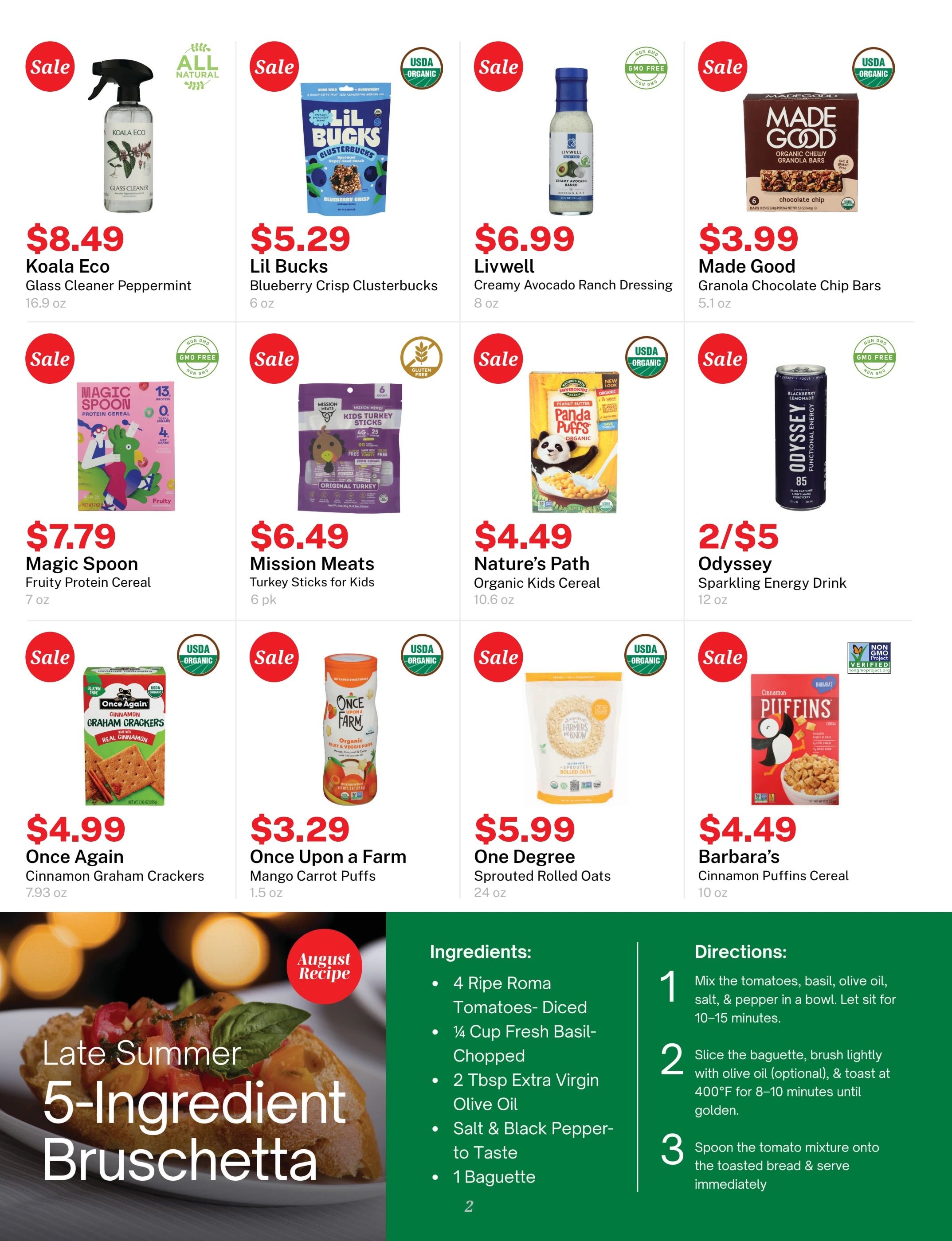 Green's Natural Foods August Sales Newsletter Weekly Ad August 1 - 31, 2026