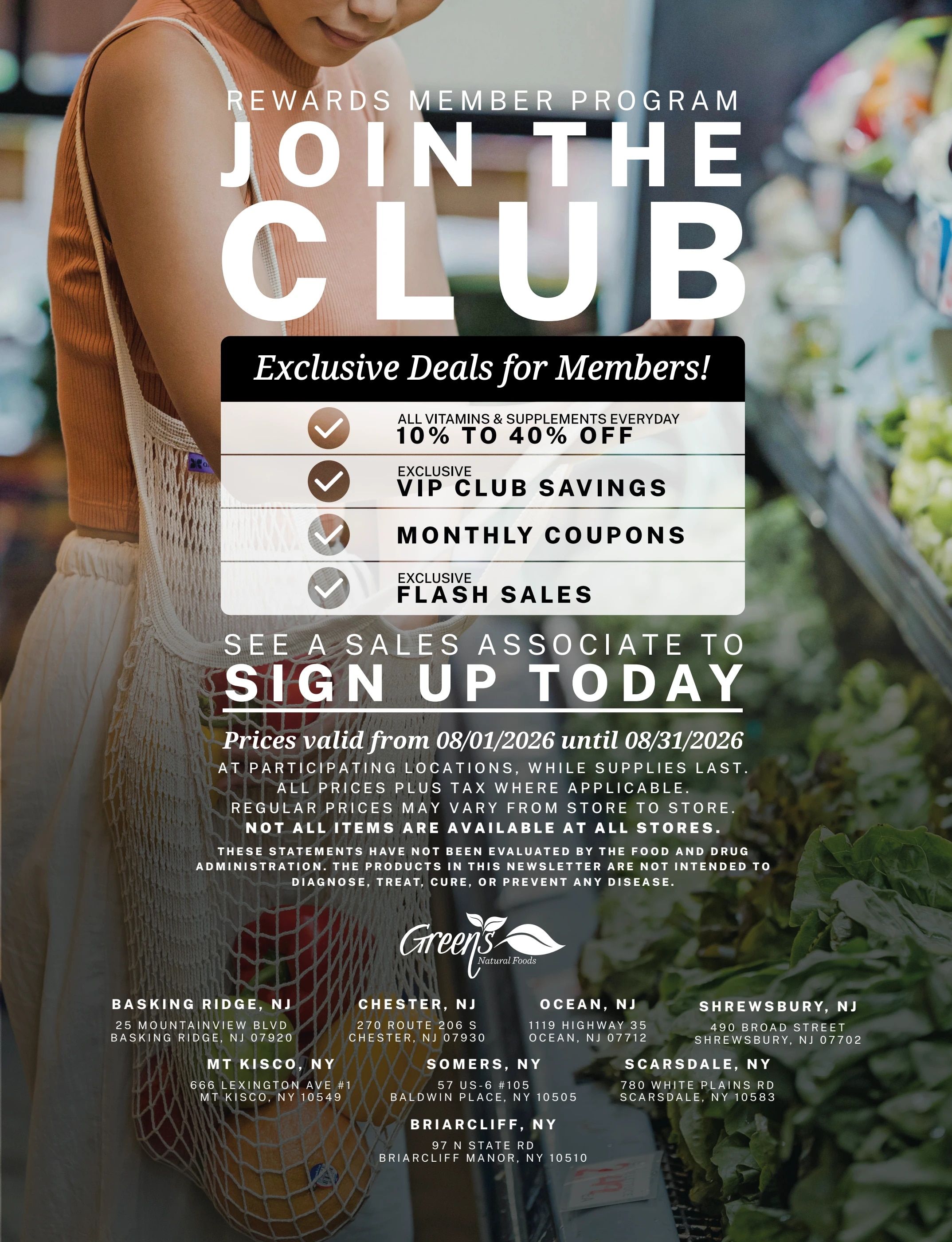 Green's Natural Foods August Sales Newsletter Weekly Ad August 1 - 31, 2026