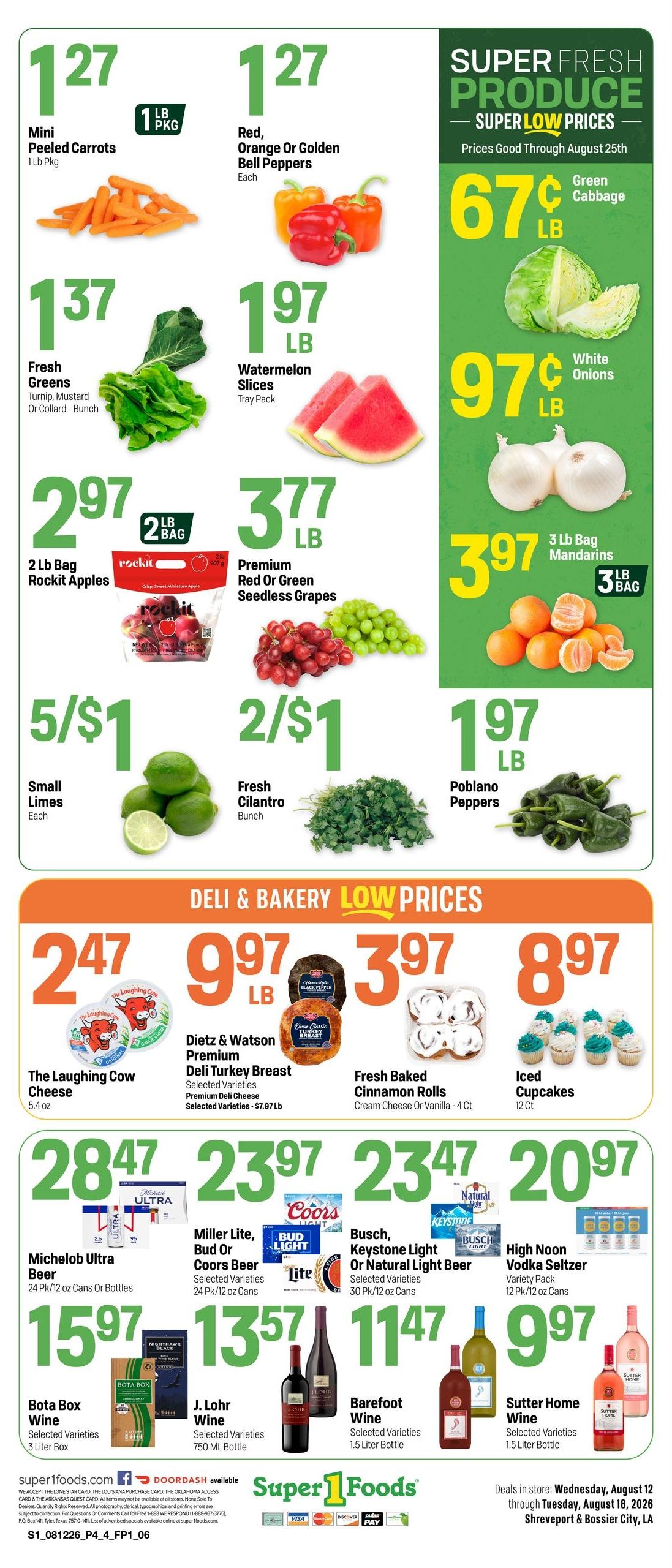 Super 1 Foods & Discount Pharmacy (Greenwood–Shreveport Area, LA) Weekly Ad August 12 - 18, 2026