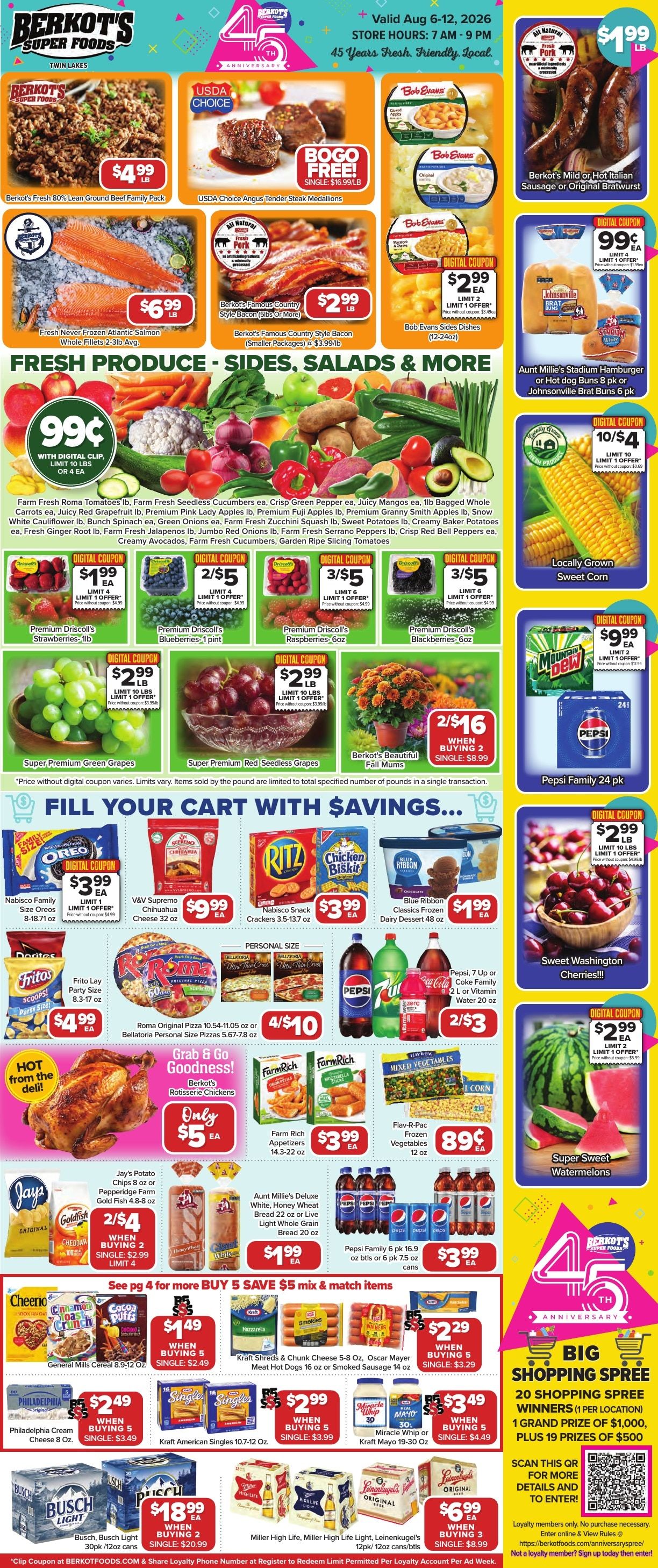 Berkot's Super Foods (Twin Lakes, WI) Weekly Ad August 6 - 12, 2026