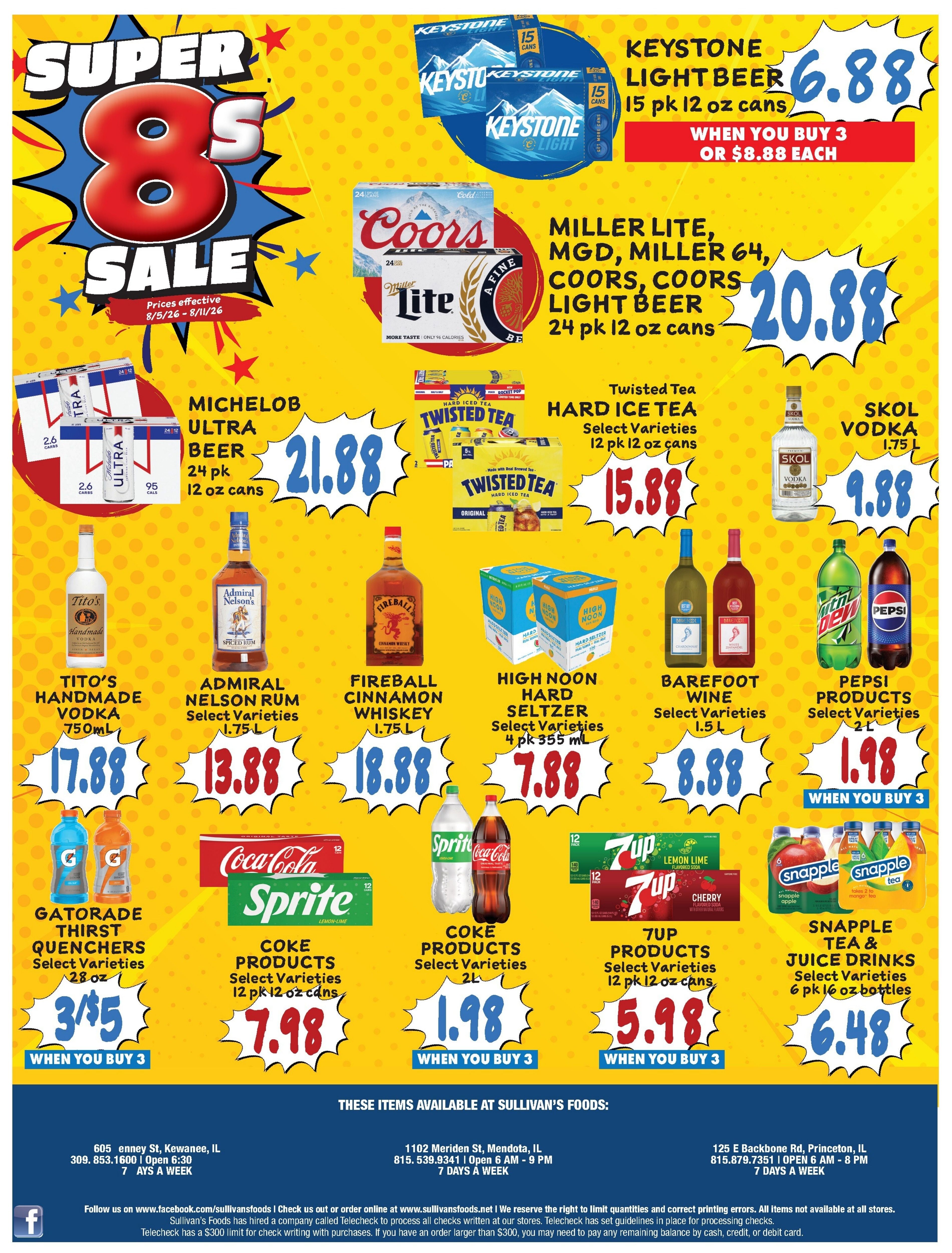 Sullivan's Foods (Kewanee, Mendota and Princeton, IL) Weekly Ad August 5 - 11, 2026