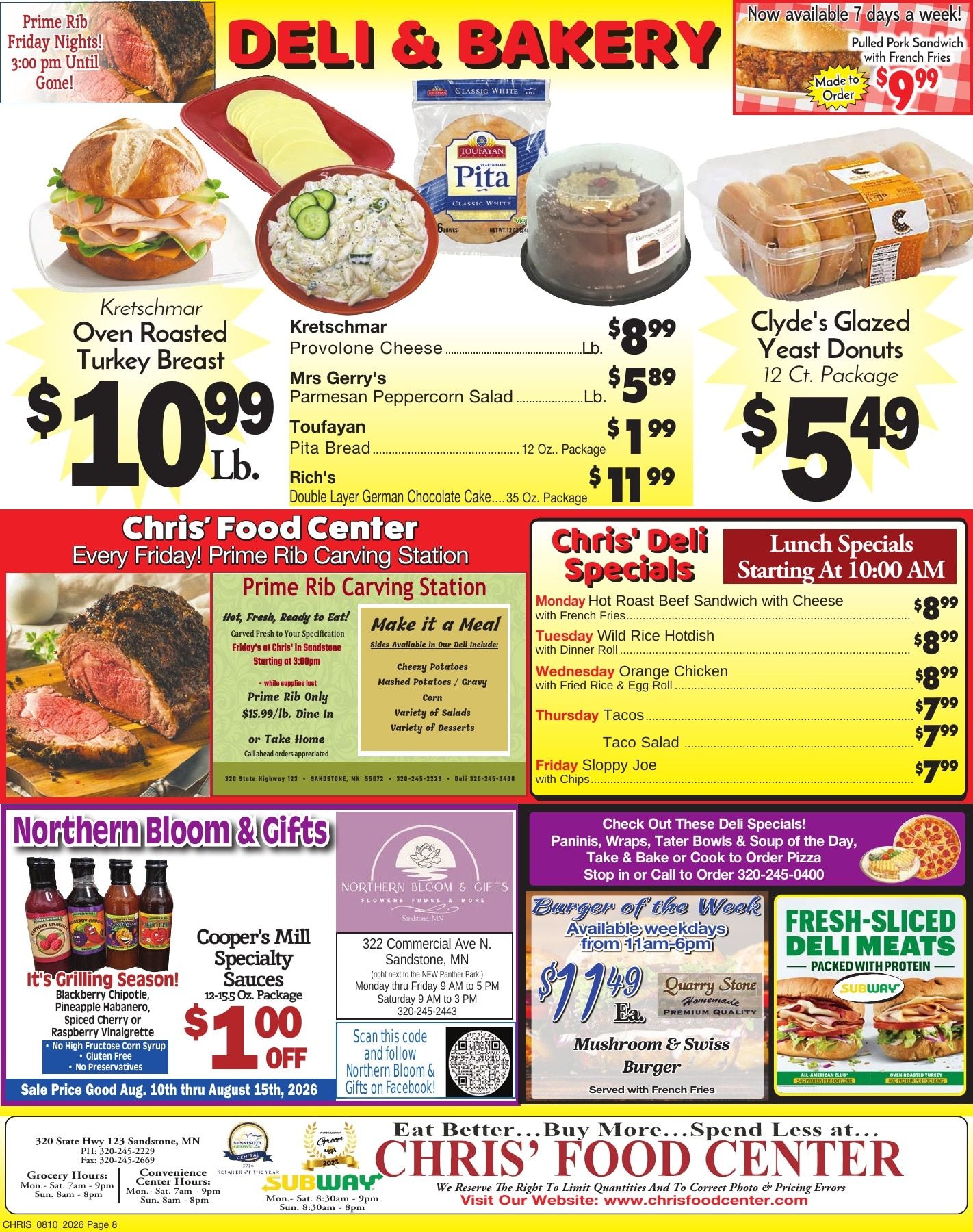 Chris' Food Center Weekly Ad August 10 - 16, 2026