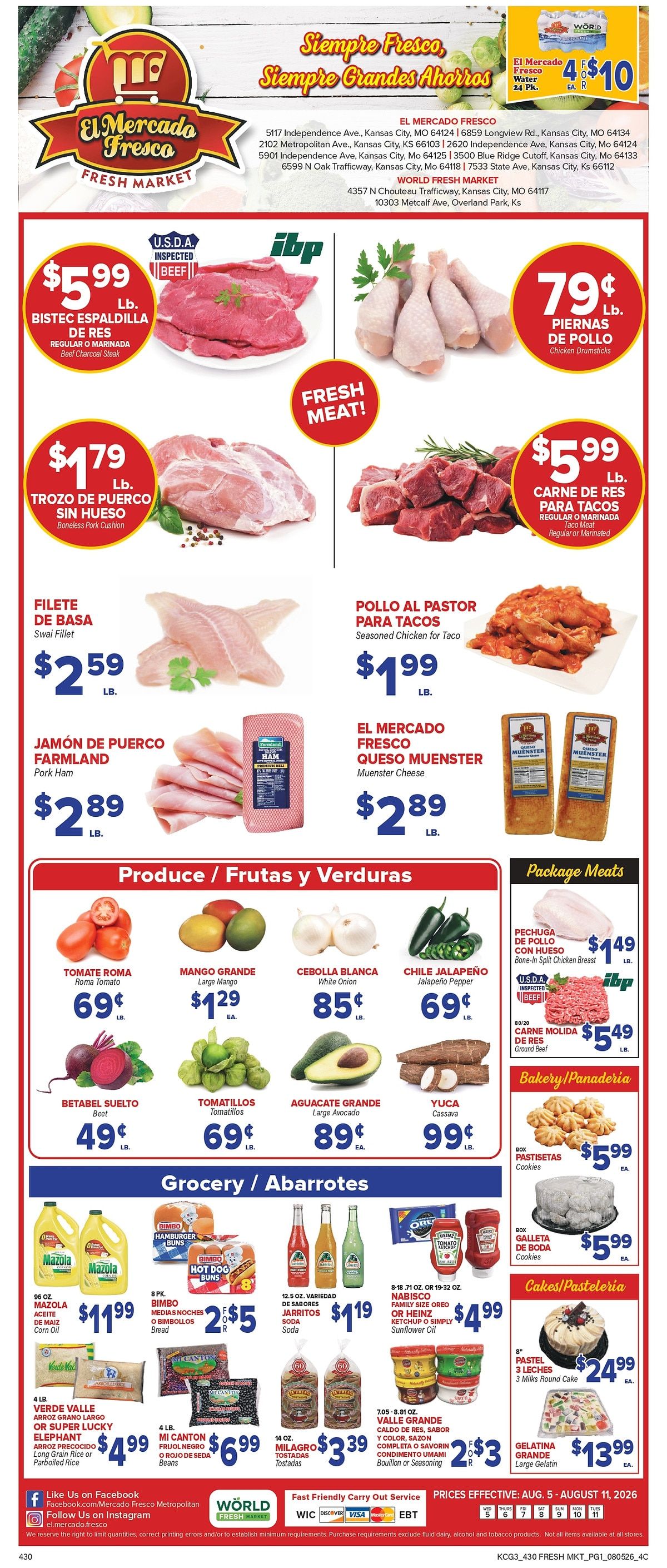 El Mercado Fresco (Kansas, Missouri) Weekly Ad August 5 - 11, 2026