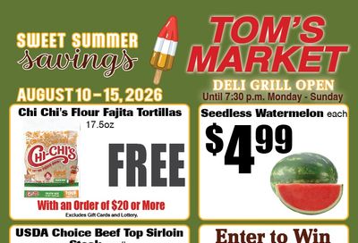 Tom's Food Market Weekly Ad August 10 - 15, 2026
