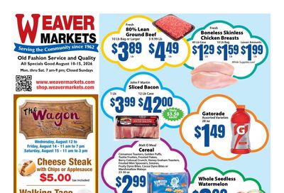 Weaver Markets Weekly Ad August 10 - 15, 2026