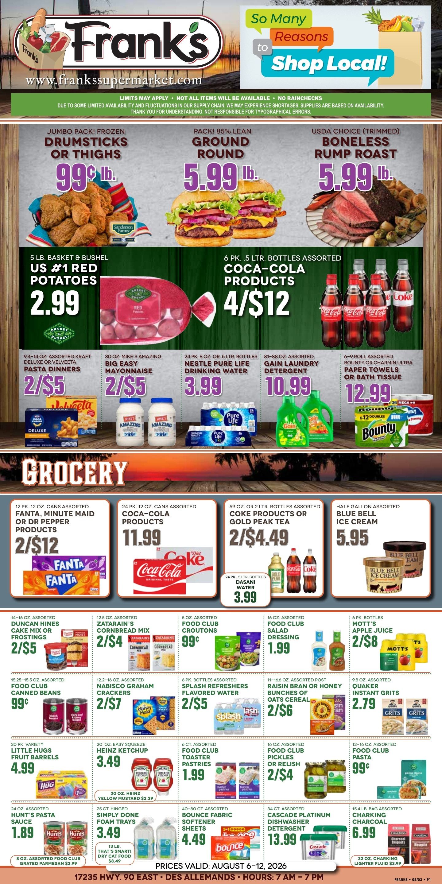 Frank's Supermarket Weekly Ad August 6 - 12, 2026