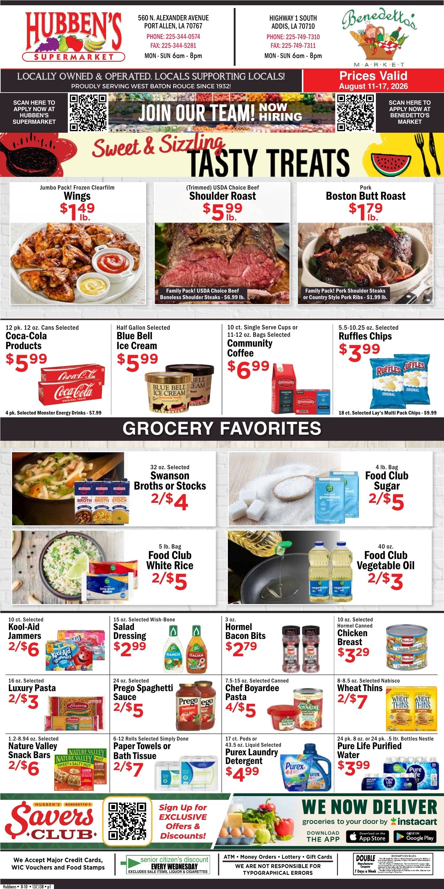 Hubben's Supermarket Weekly Ad August 11 - 17, 2026