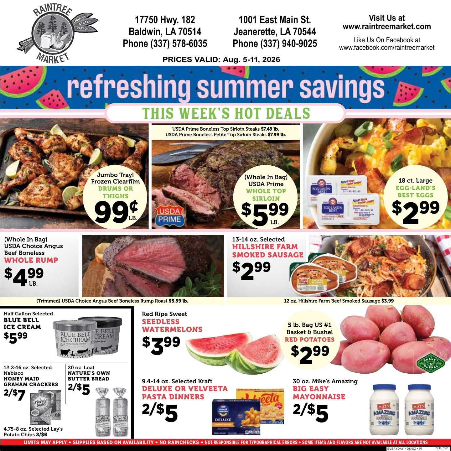 Raintree Market Weekly Ad August 5 - 11, 2026