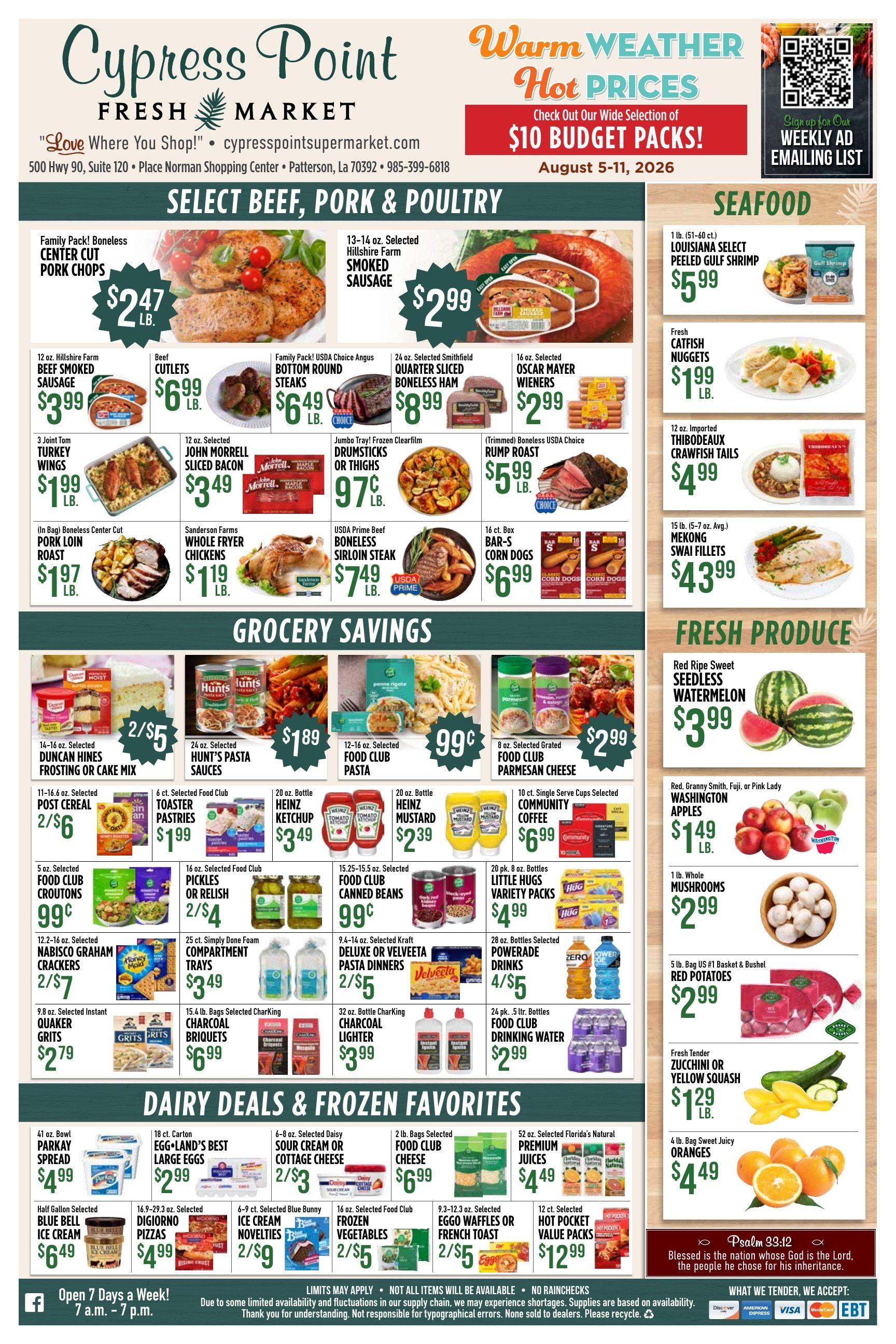 Cypress Point Fresh Market Weekly Ad August 5 - 11, 2026