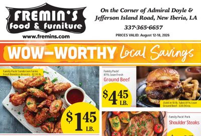 Fremin's Food & Furniture Weekly Ad August 12 - 18, 2026