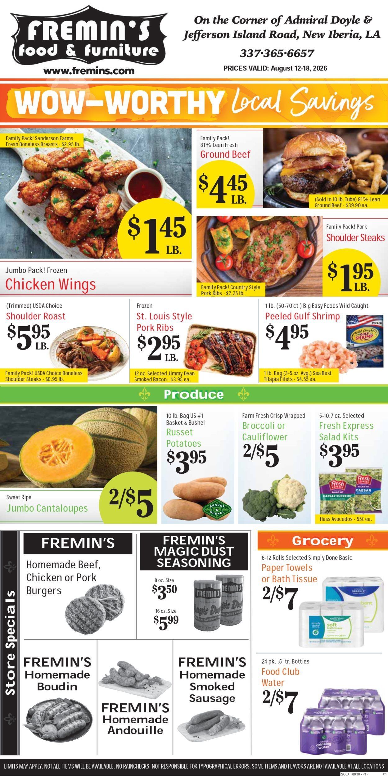 Fremin's Food & Furniture Weekly Ad August 12 - 18, 2026