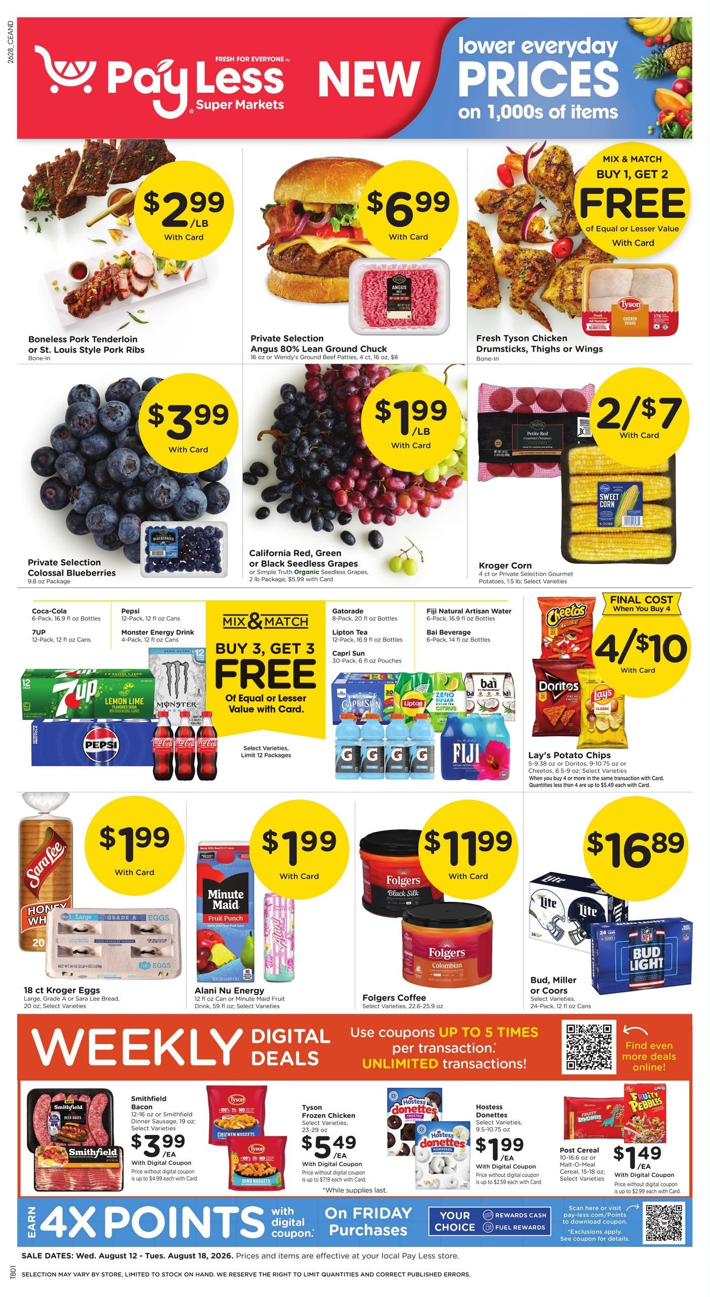 Pay Less Super Markets (Fishers–Mccordsville Area, IN) Weekly Ad August 12 - 18, 2026