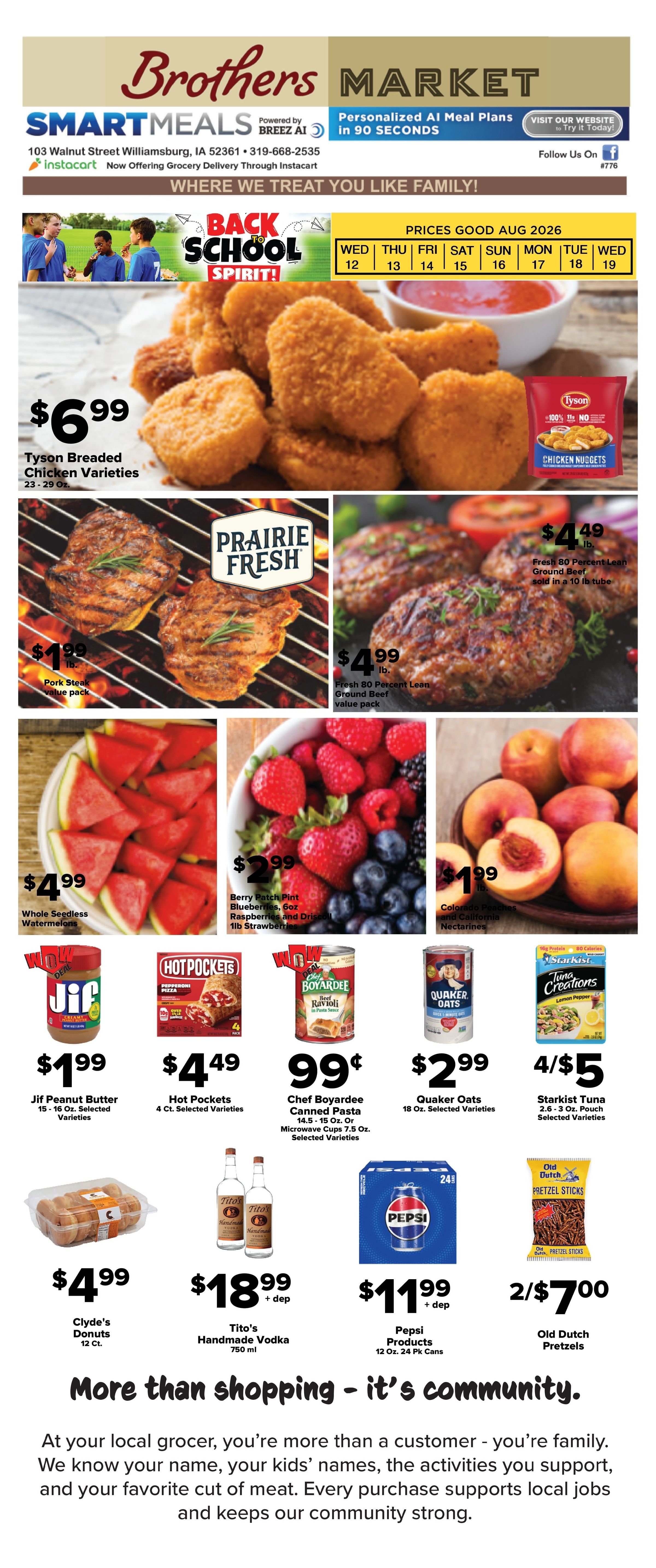 Brothers Market (Williamsburg, IA) Weekly Ad August 12 - 19, 2026