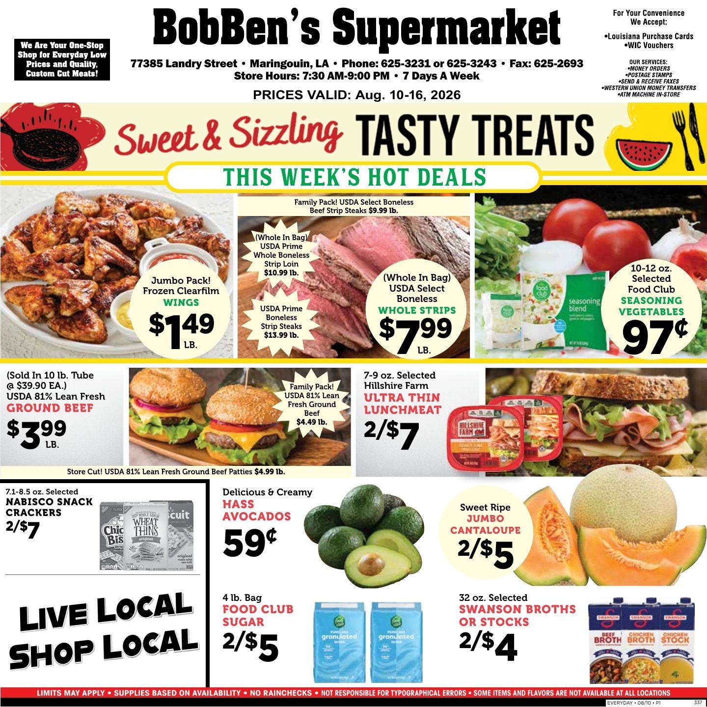 Bobben's Supermarket Weekly Ad August 10 - 16, 2026