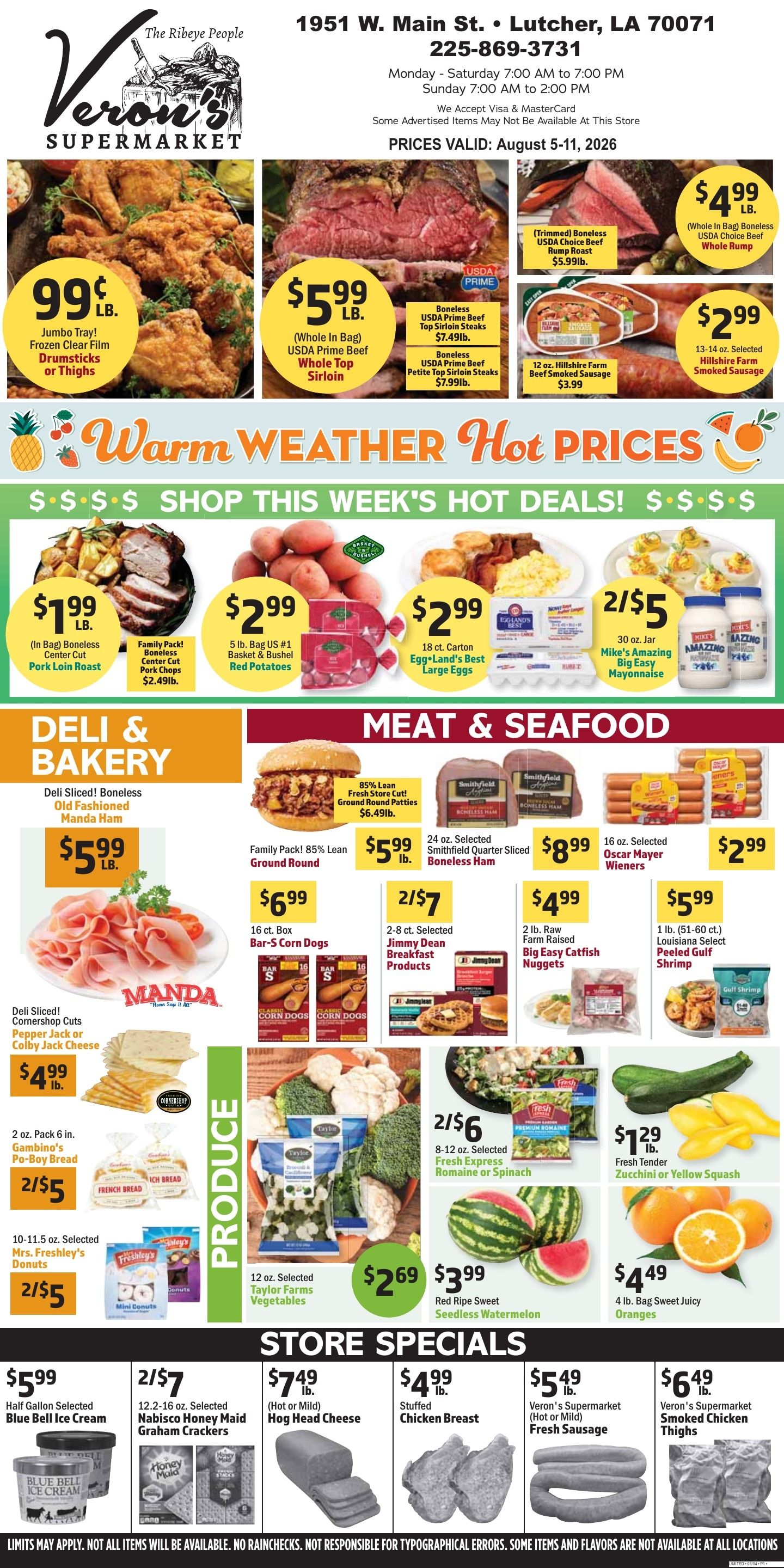 Veron's Supermarket Weekly Ad August 5 - 11, 2026
