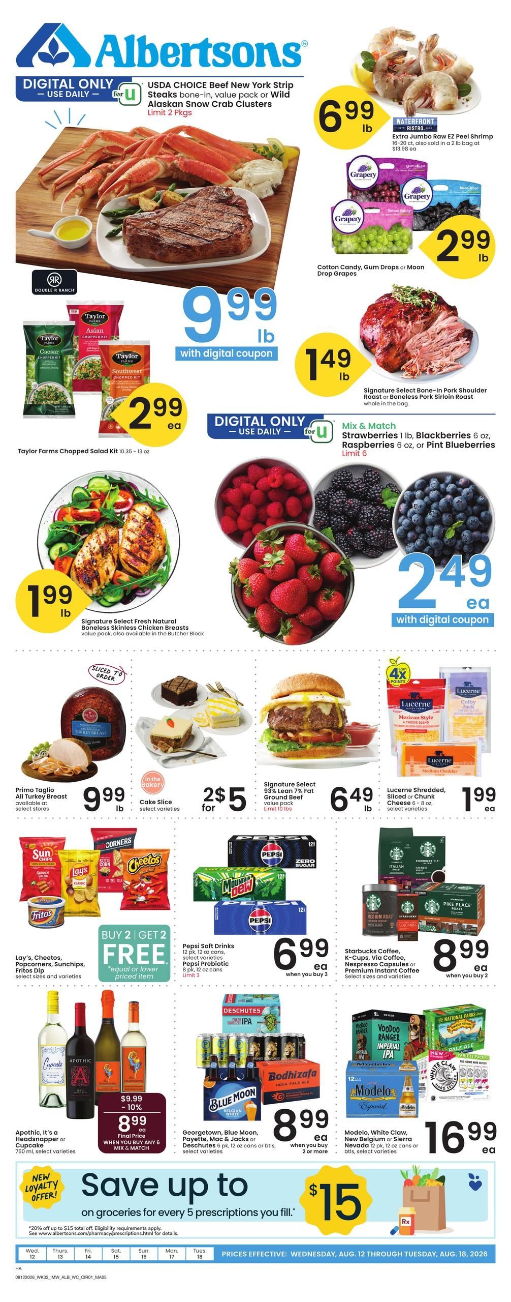 Albertsons (Sun Valley Area, ID) Bonus Online Savings Weekly Ad August 12 - 18, 2026