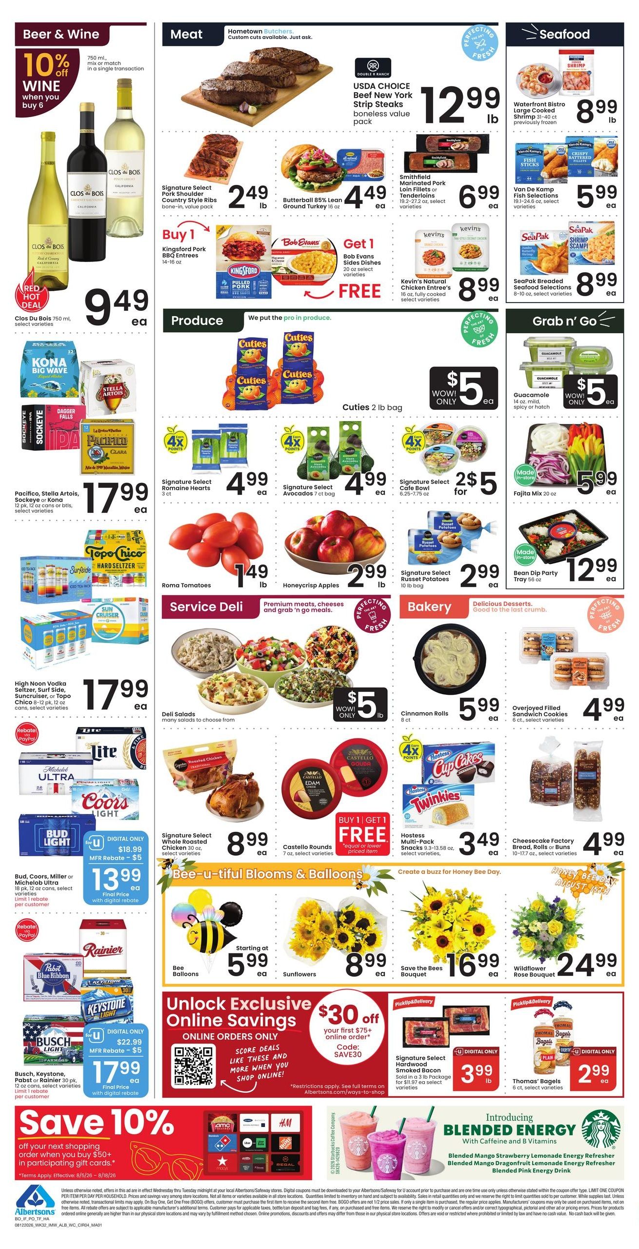 Albertsons (Sun Valley Area, ID) Bonus Online Savings Weekly Ad August 12 - 18, 2026