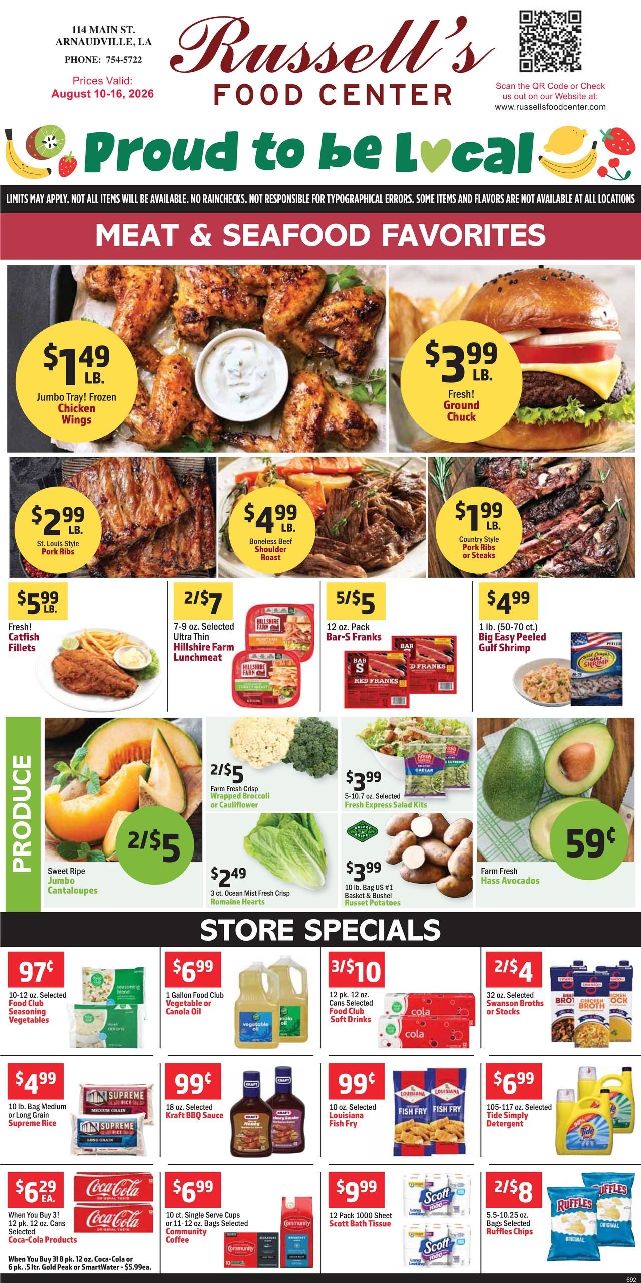 Russell's Food Center (Lafayette Area, LA) Weekly Ad August 10 - 16, 2026