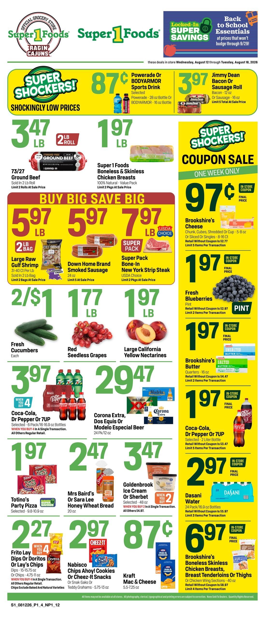 Super 1 Foods & Discount Pharmacy (Lafayette Area, LA) Weekly Ad August 12 - 18, 2026