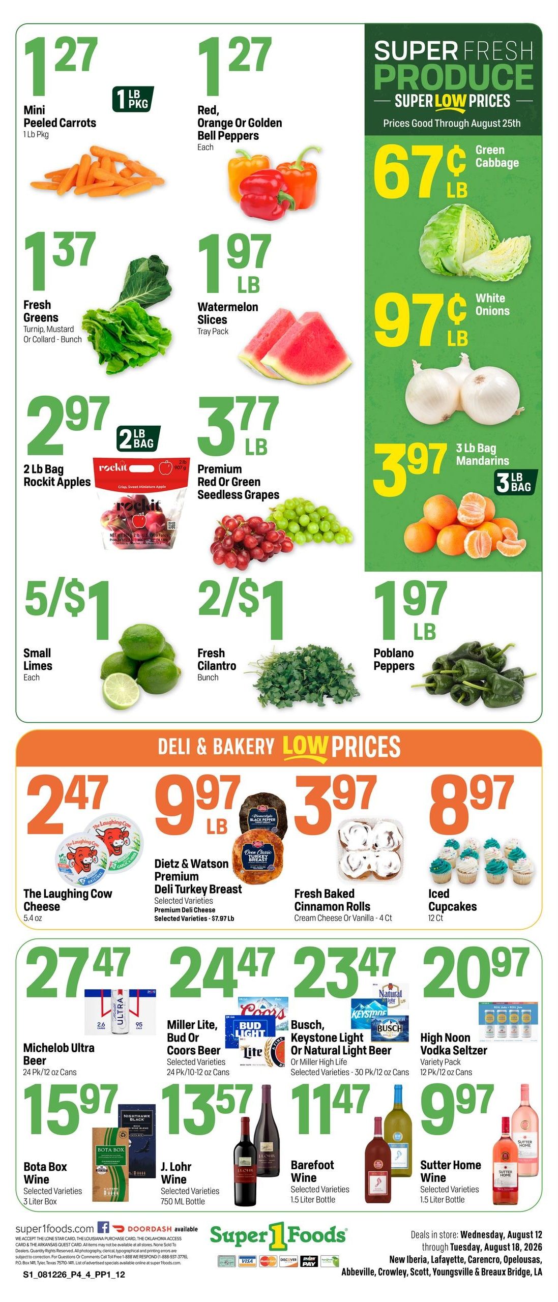 Super 1 Foods & Discount Pharmacy (Lafayette Area, LA) Weekly Ad August 12 - 18, 2026