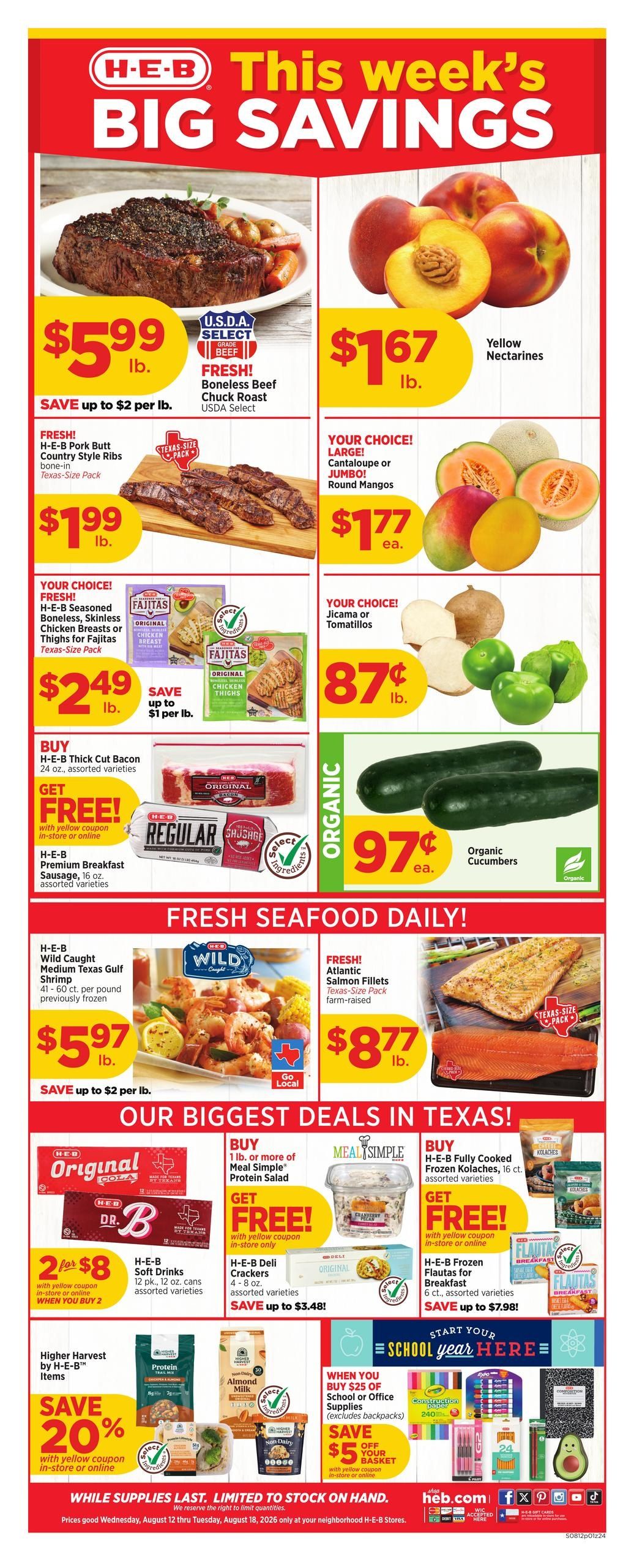 H-E-B (McAllen–Brownsville Area, TX) Weekly Ad August 12 - 18, 2026