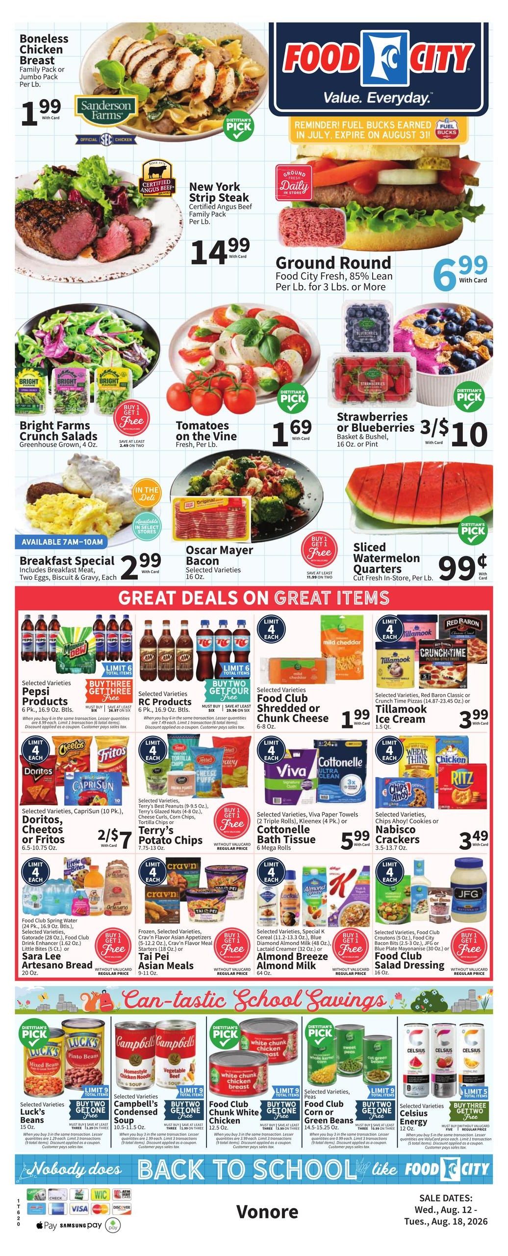 FoodCity (Andrews Area, NC) Weekly Ad August 12 - 18, 2026