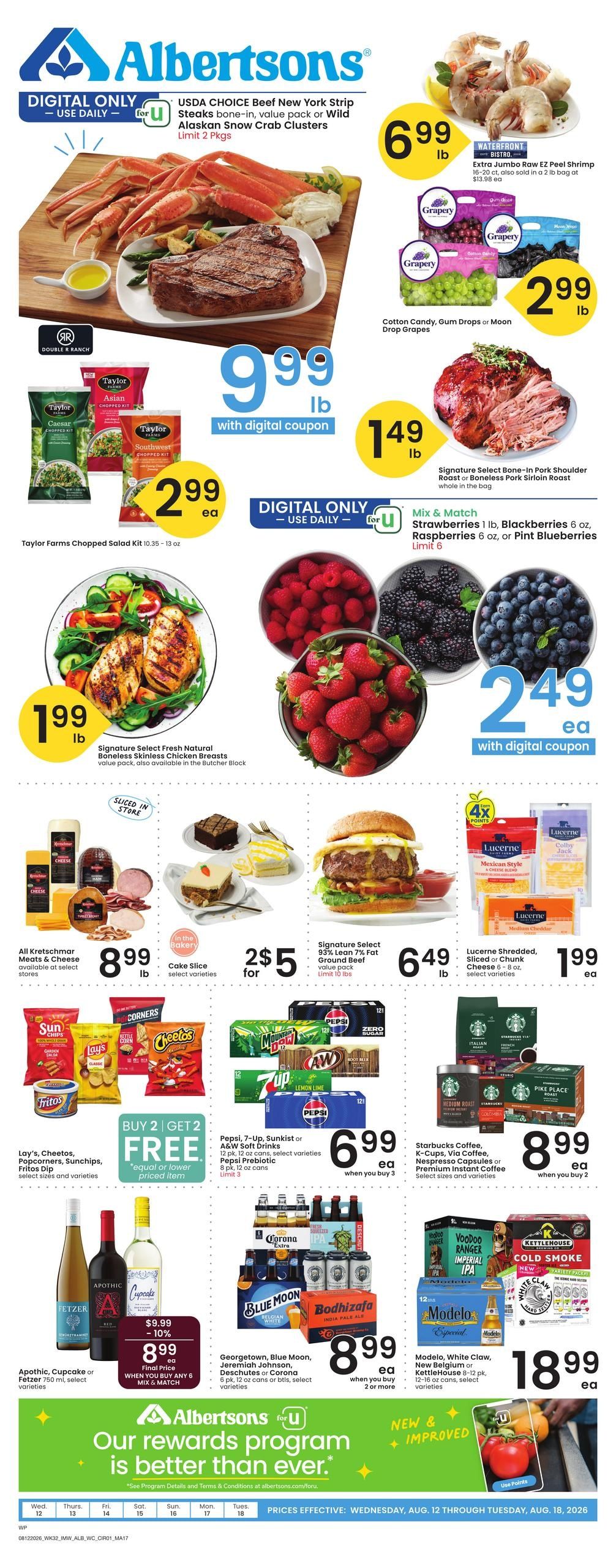 Albertsons (Wolf Point Area, MT) Bonus Online Savings Weekly Ad August 12 - 18, 2026