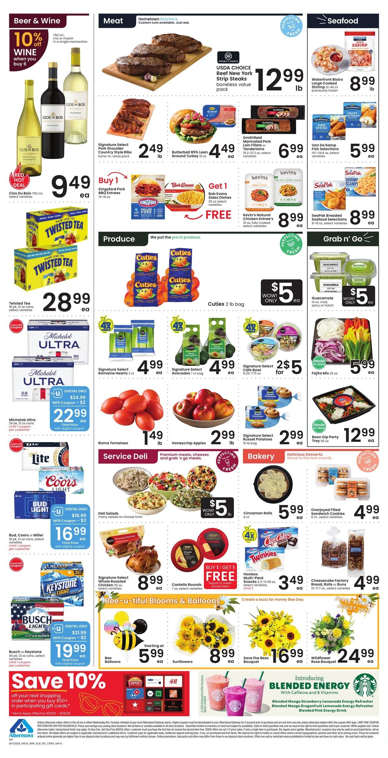 Albertsons (Wolf Point Area, MT) Bonus Online Savings Weekly Ad August 12 - 18, 2026