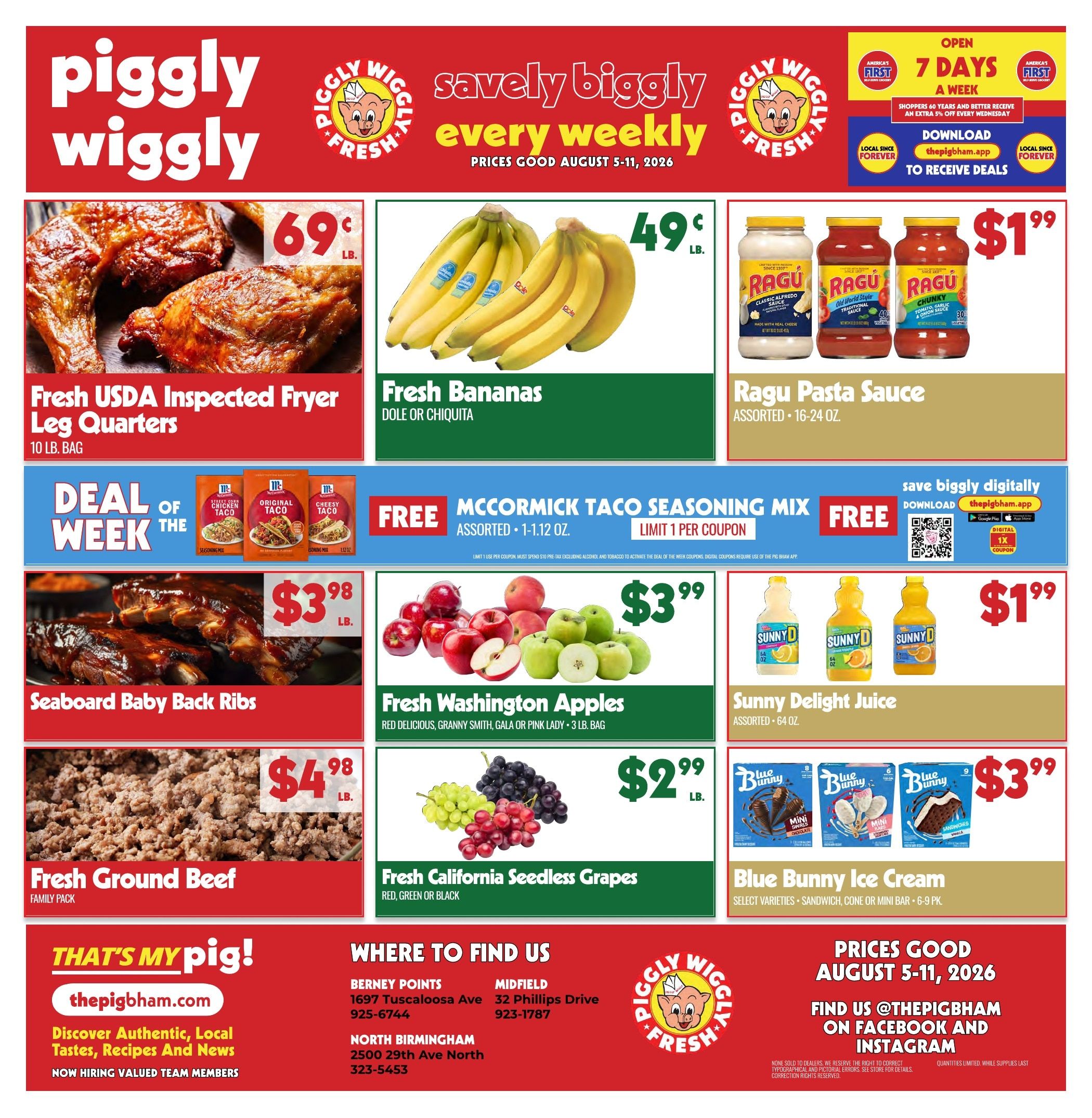Piggly Wiggly Birmingham (Birmingham and Midfield, AL) Weekly Ad August 5 - 11, 2026