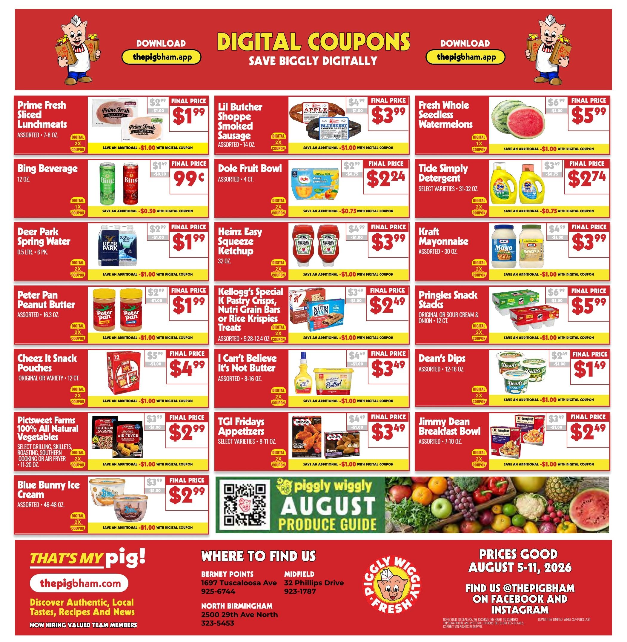 Piggly Wiggly Birmingham (Birmingham and Midfield, AL) Weekly Ad August 5 - 11, 2026