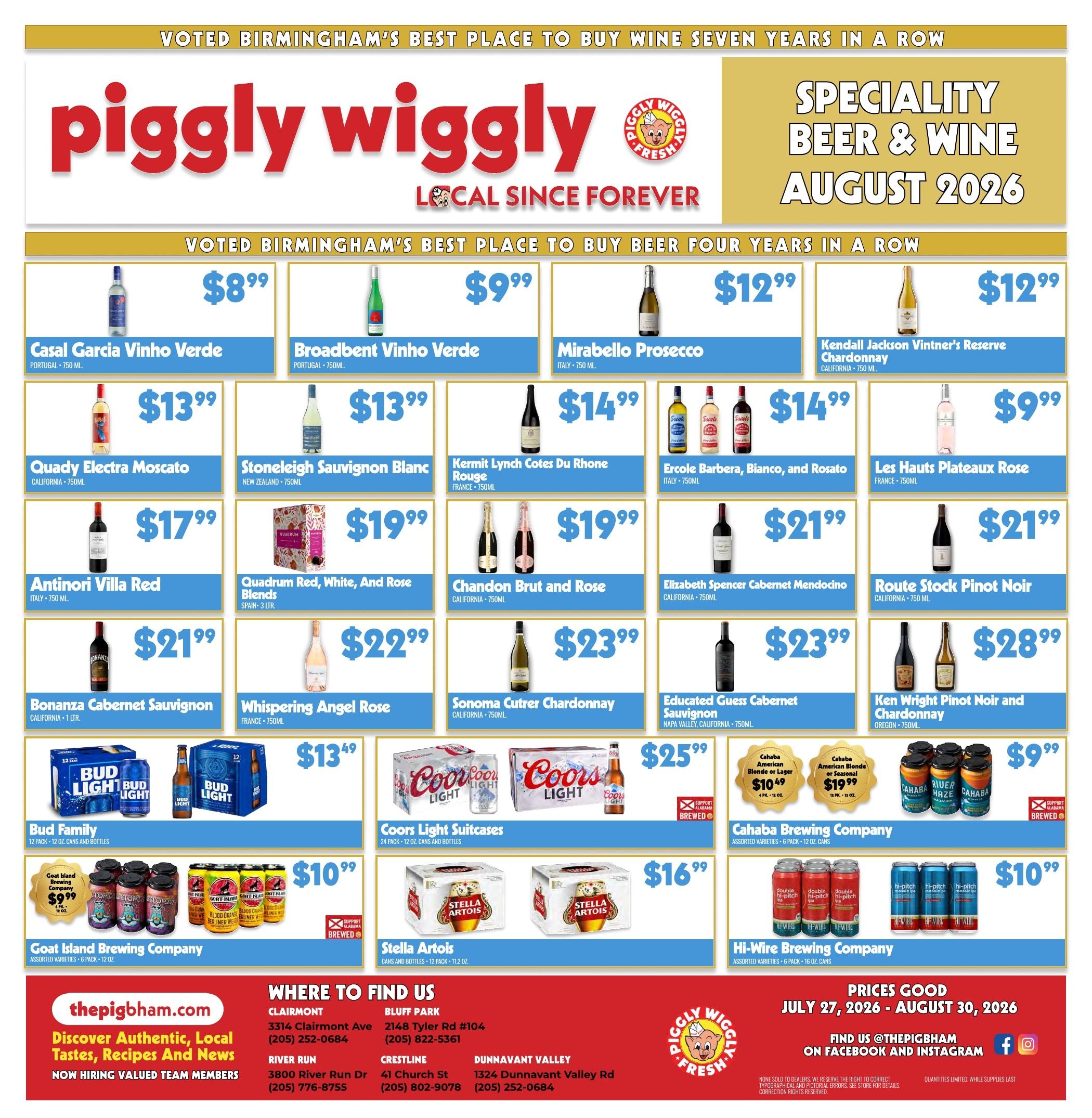 Piggly Wiggly Birmingham (Birmingham and other locations, AL) Weekly Ad August 5 - 11, 2026