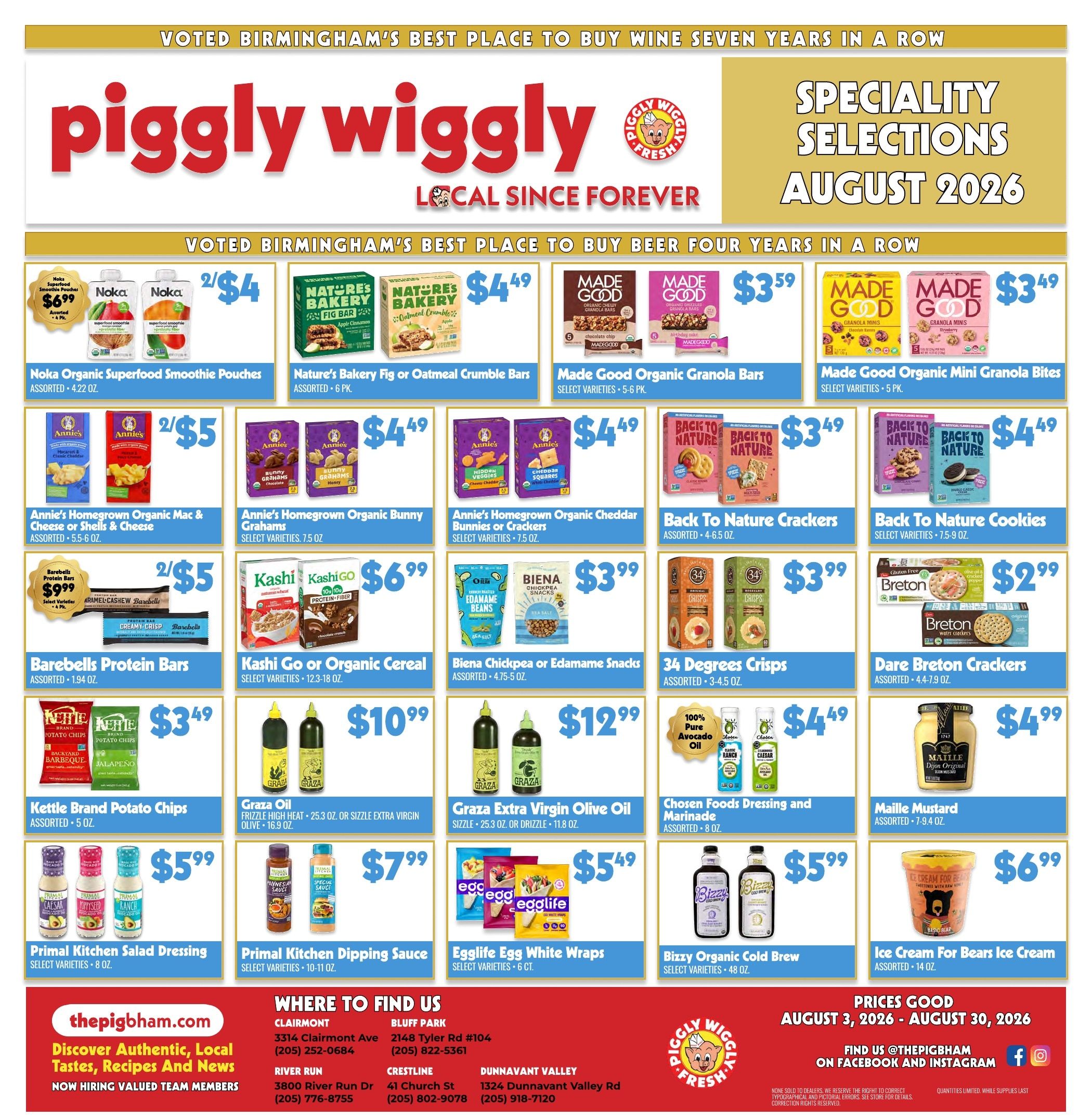 Piggly Wiggly Birmingham (Birmingham and other locations, AL) Weekly Ad August 5 - 11, 2026
