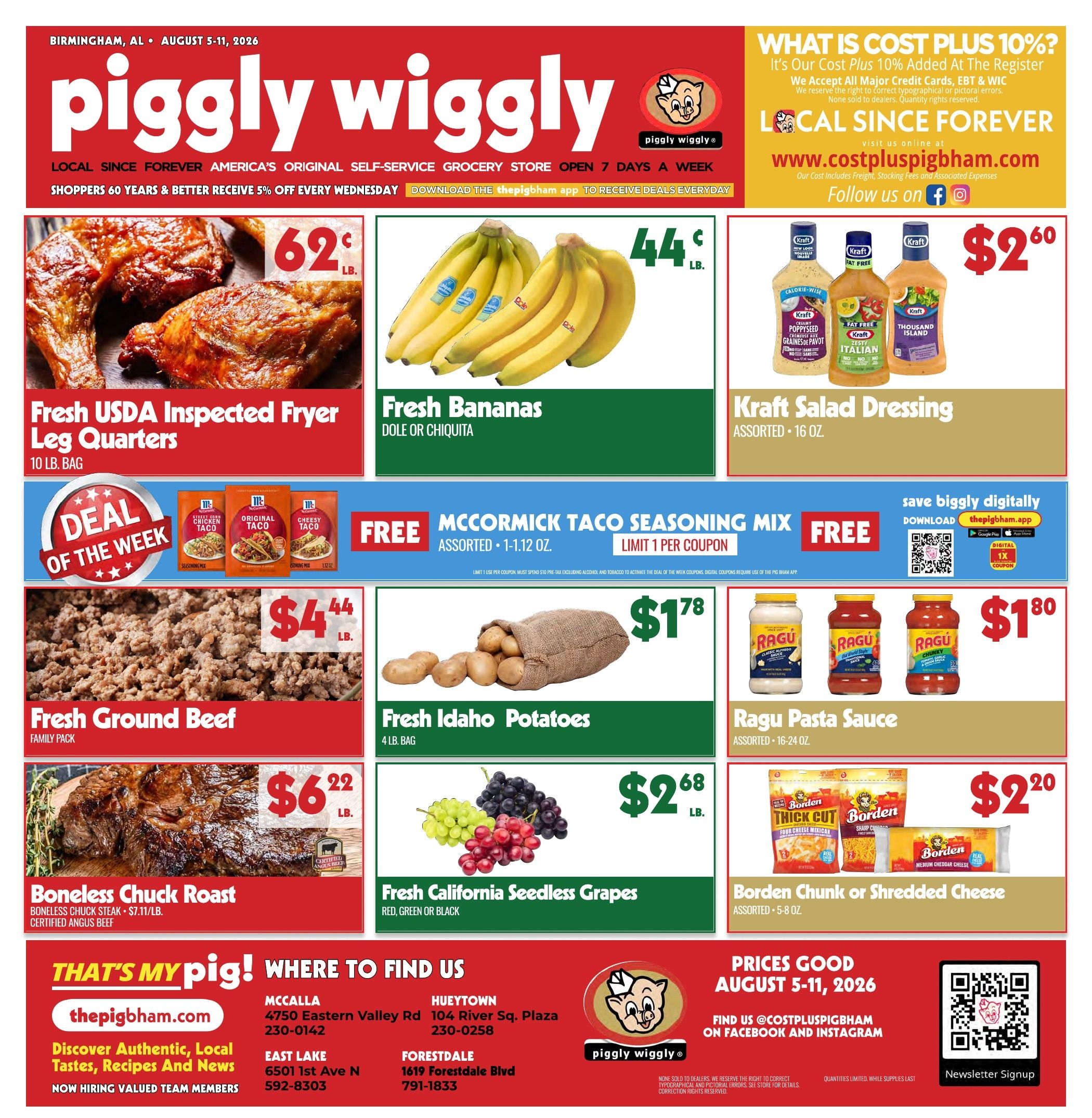 Piggly Wiggly Birmingham (Birmingham, Hueytown and McCalla, AL) Weekly Ad August 5 - 11, 2026
