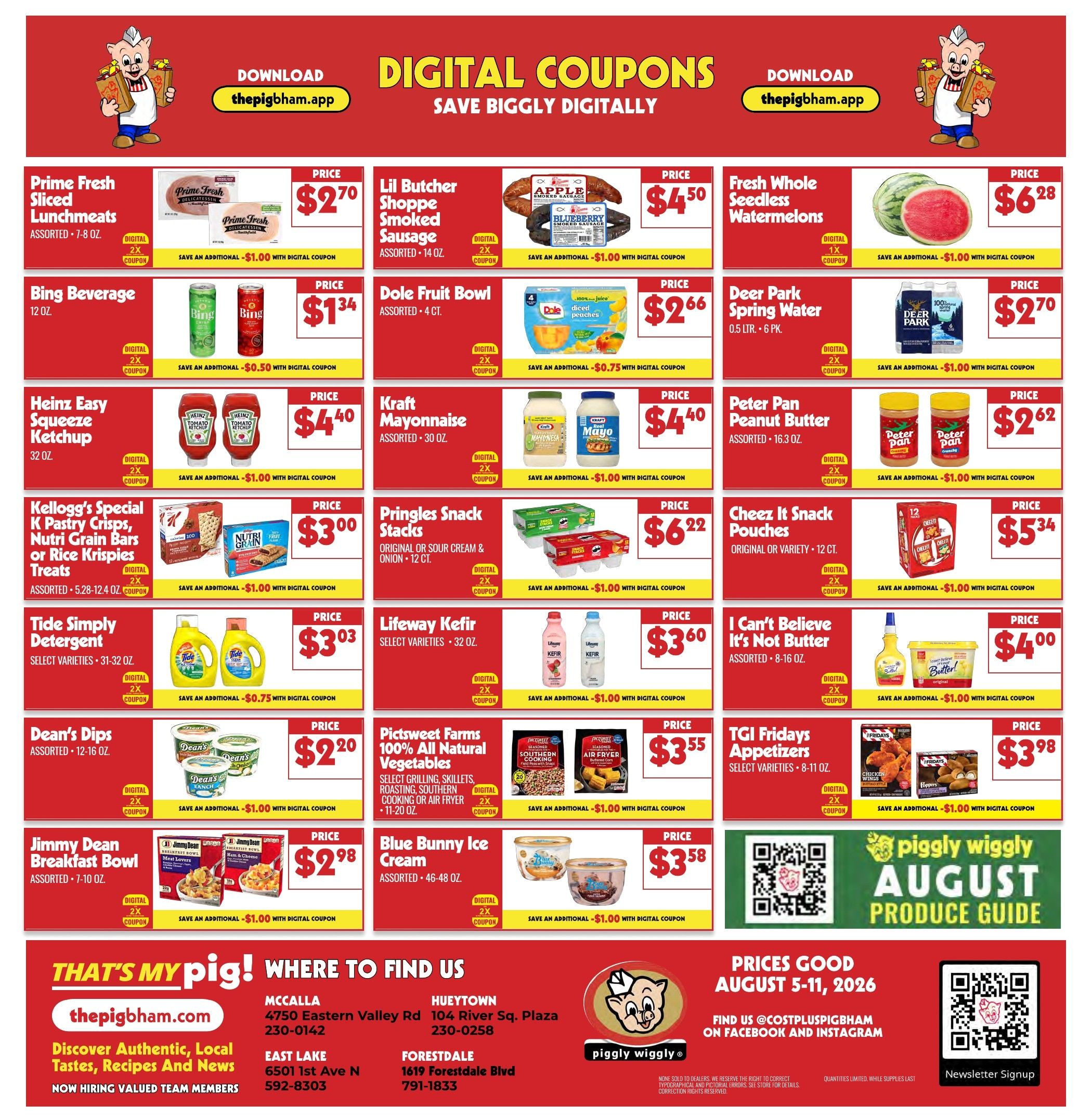 Piggly Wiggly Birmingham (Birmingham, Hueytown and McCalla, AL) Weekly Ad August 5 - 11, 2026