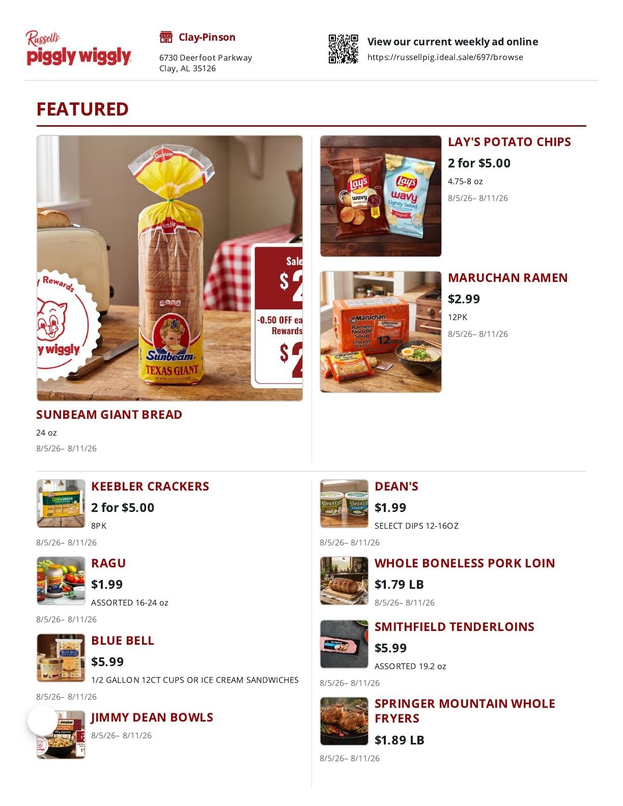 Russell's Piggly Wiggly Weekly Ad August 5 - 11, 2026
