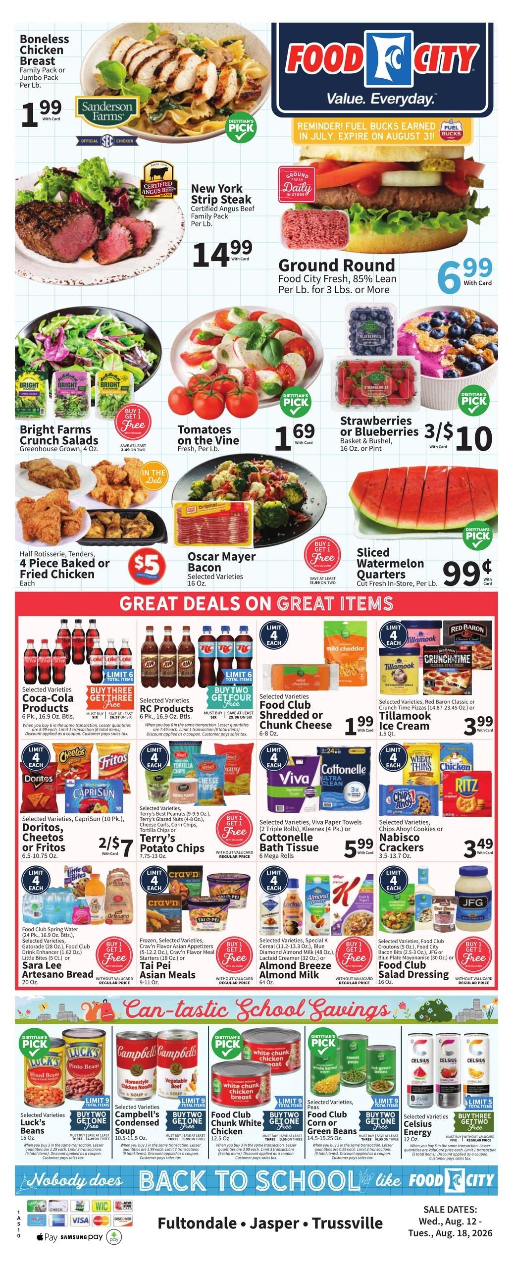 FoodCity (Birmingham Area, AL) Weekly Ad August 12 - 18, 2026