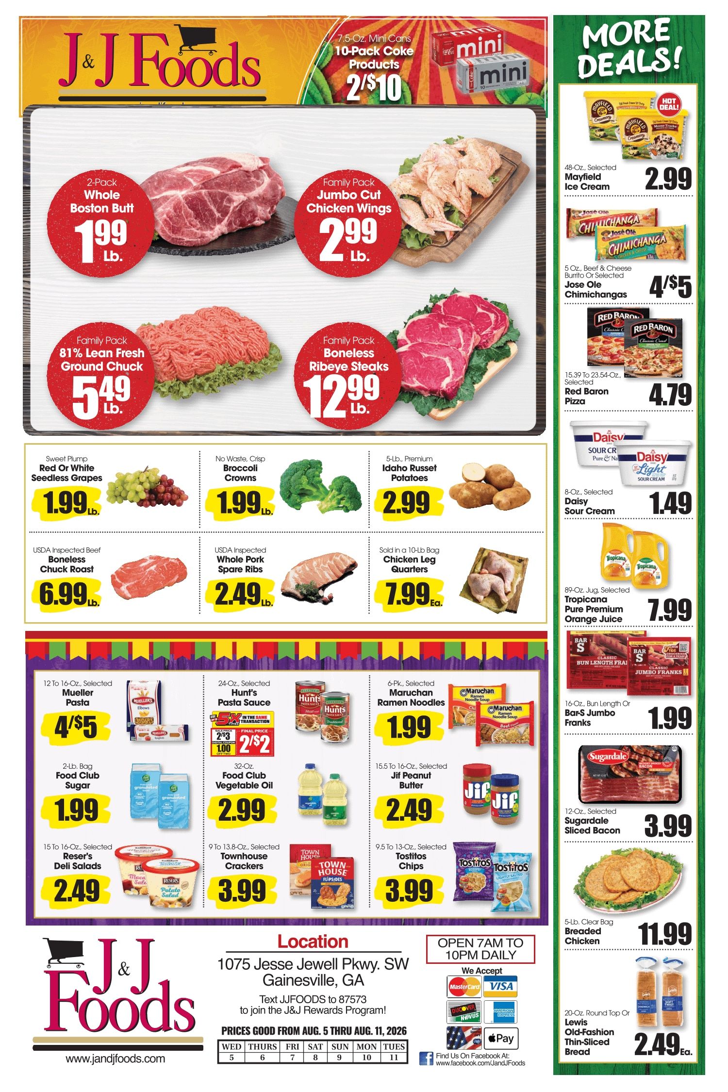 J&J Foods (1075 JESSE JEWELL PKWY SW, Gainesville, GA) Weekly Ad August 5 - 11, 2026